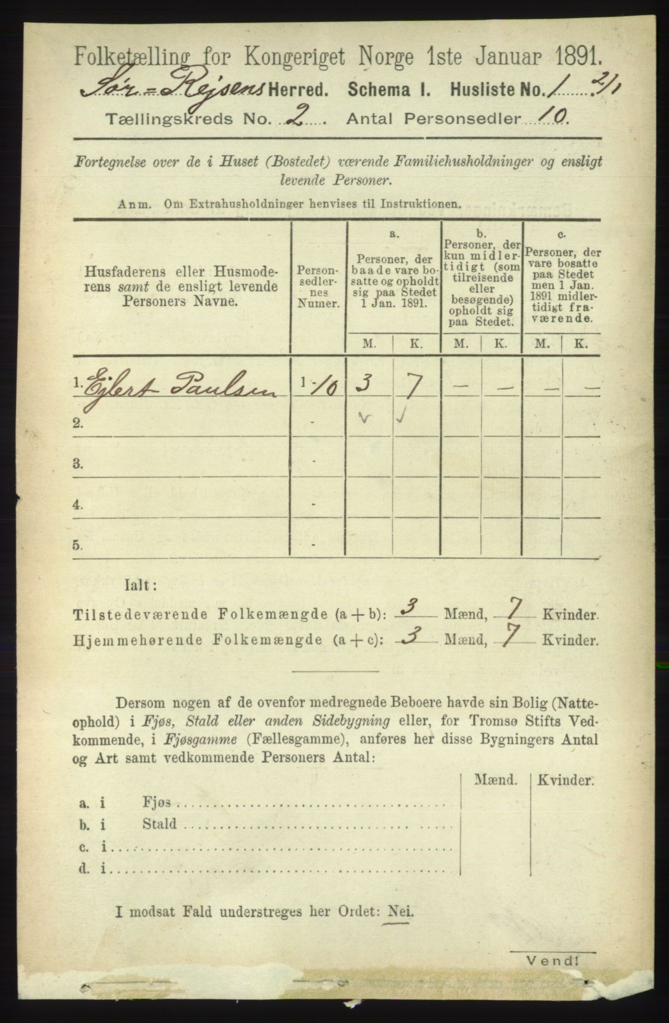 RA, Folketelling 1891 for 1925 Sørreisa herred, 1891, s. 339