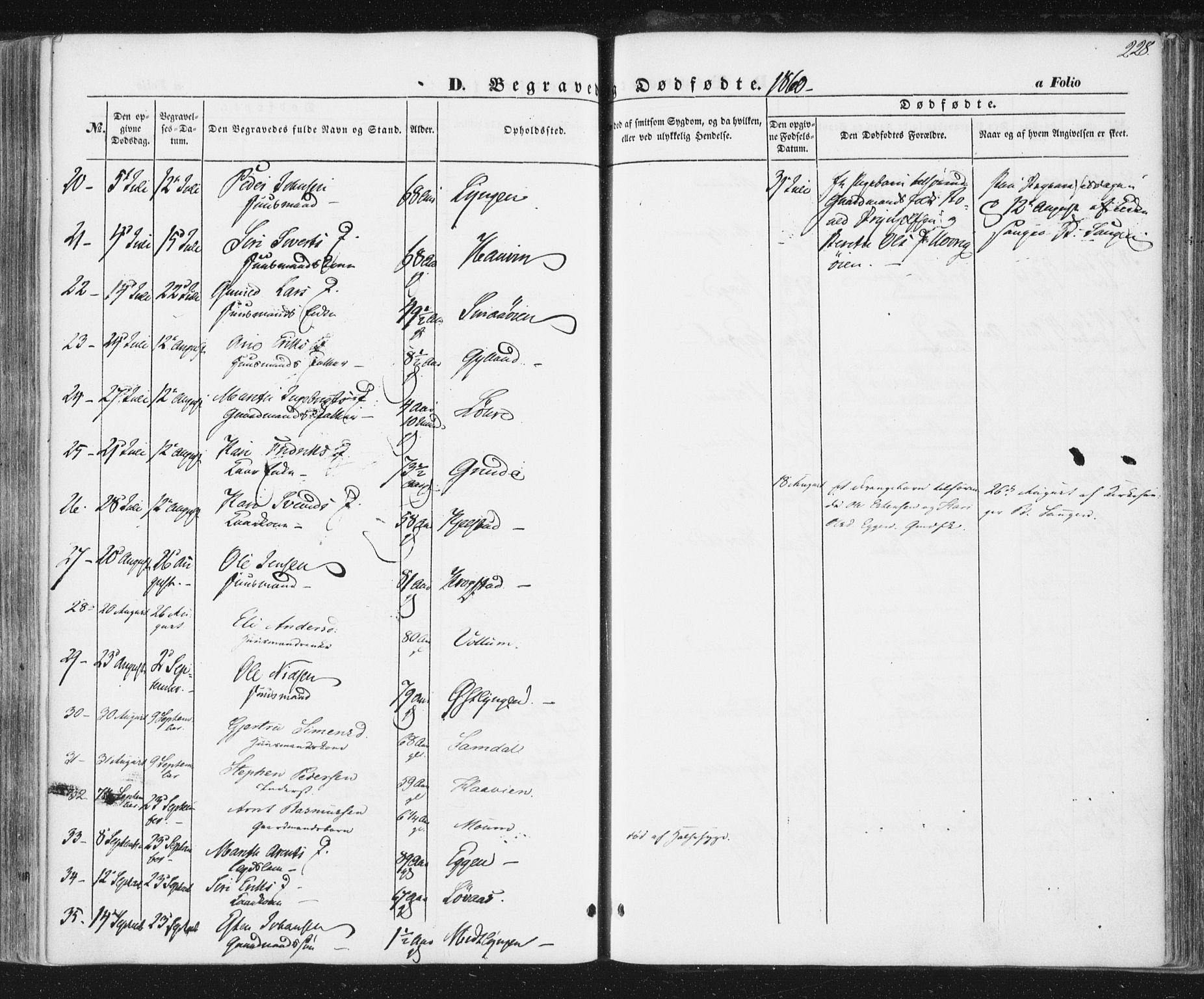 Ministerialprotokoller, klokkerbøker og fødselsregistre - Sør-Trøndelag, SAT/A-1456/692/L1103: Ministerialbok nr. 692A03, 1849-1870, s. 228
