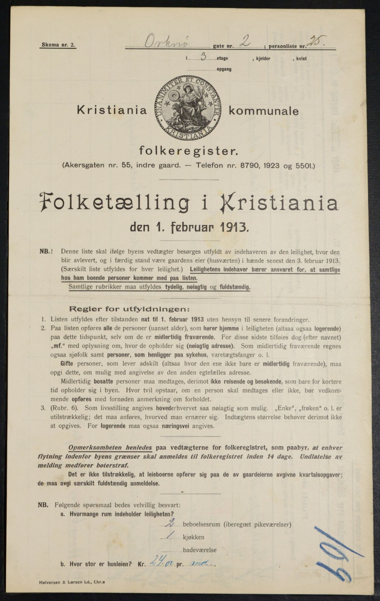 OBA, Kommunal folketelling 1.2.1914 for Kristiania, 1914, s. 75954