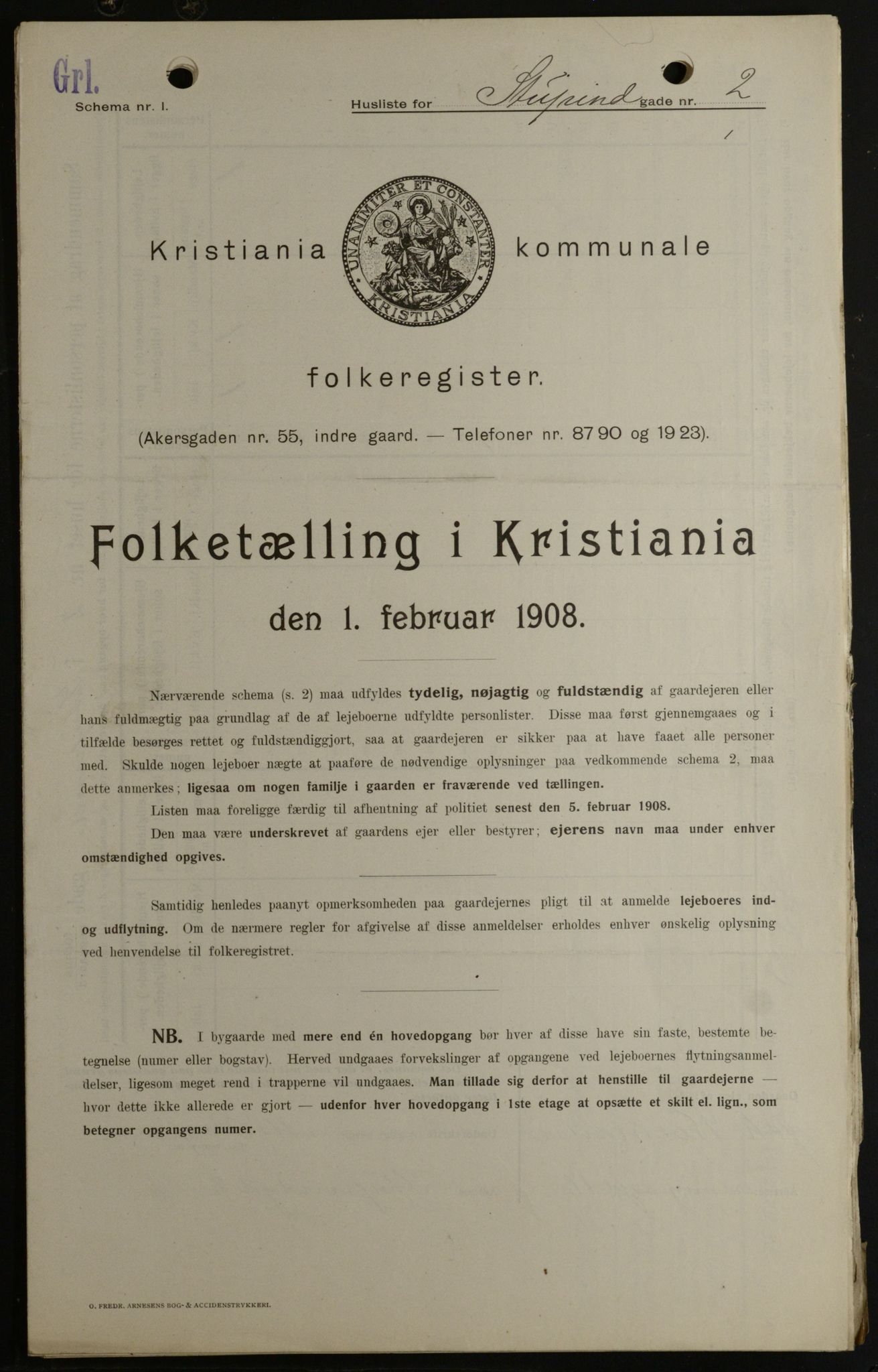 OBA, Kommunal folketelling 1.2.1908 for Kristiania kjøpstad, 1908, s. 94012