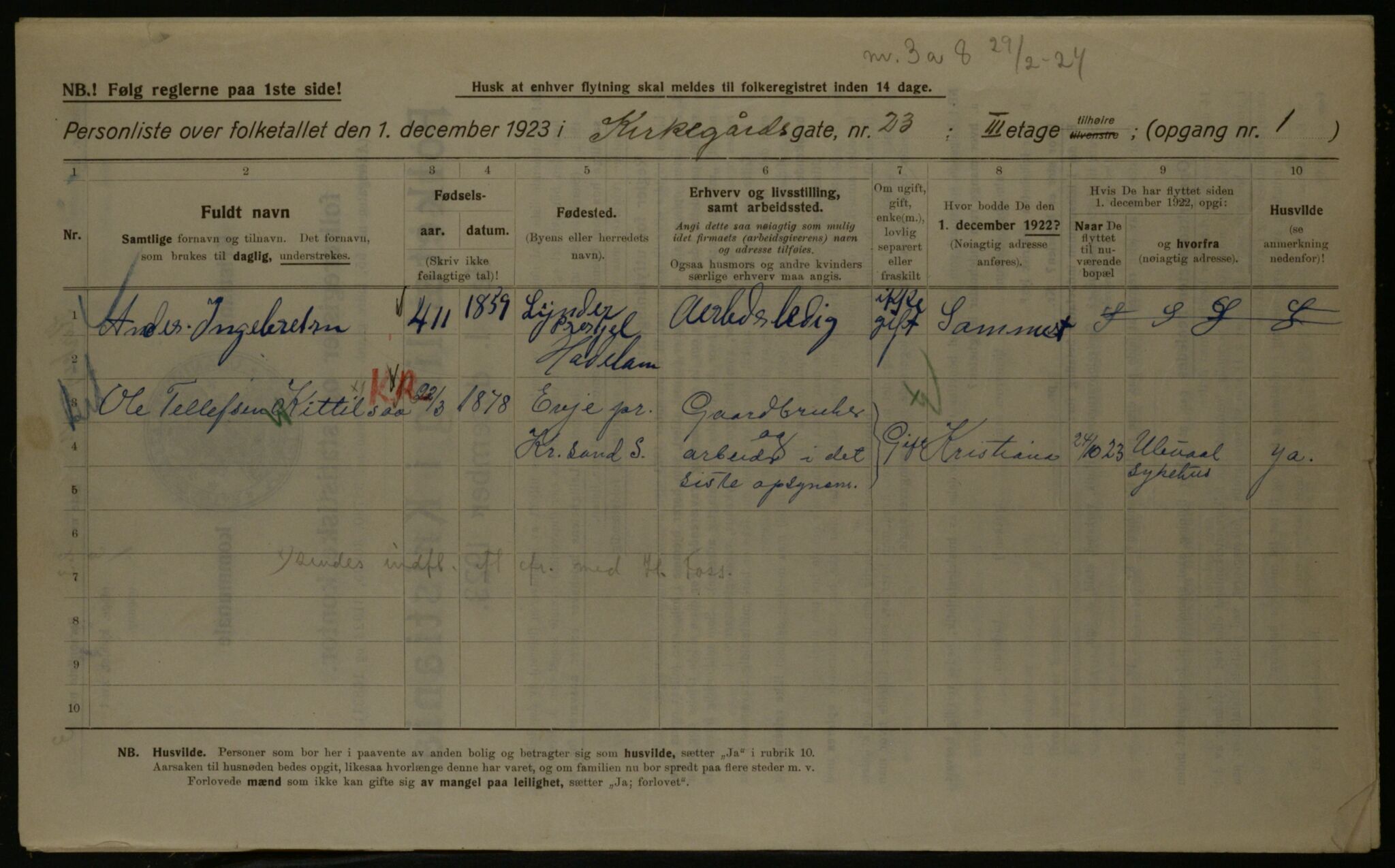 OBA, Kommunal folketelling 1.12.1923 for Kristiania, 1923, s. 56591