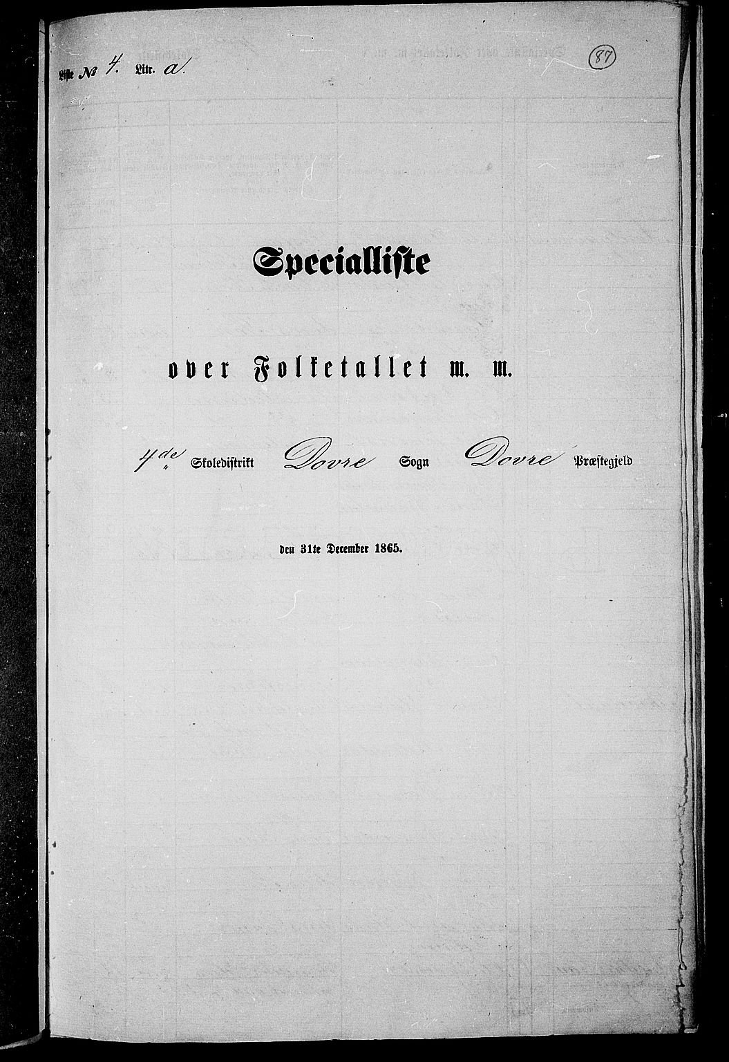 RA, Folketelling 1865 for 0511P Dovre prestegjeld, 1865, s. 83
