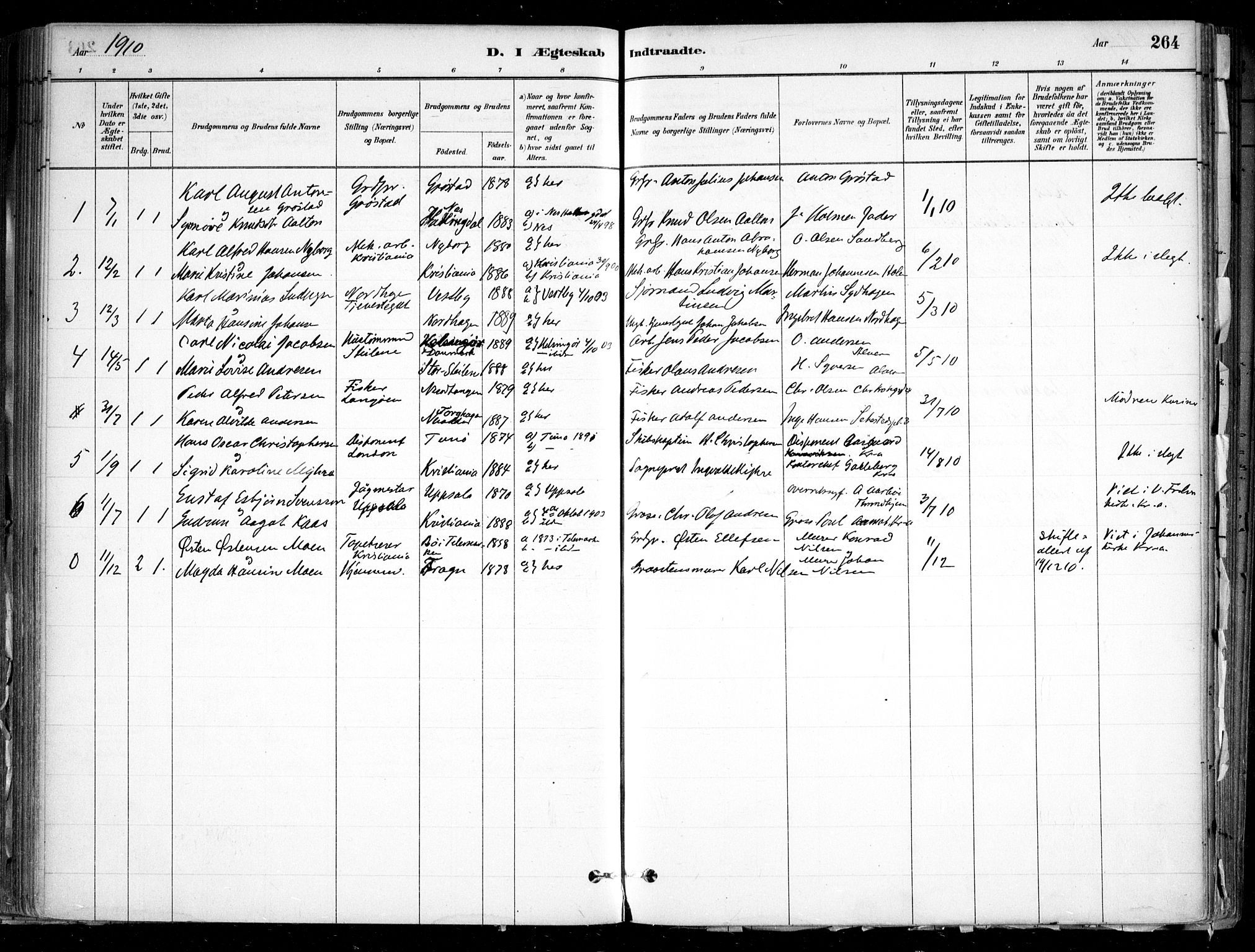 Nesodden prestekontor Kirkebøker, AV/SAO-A-10013/F/Fa/L0009: Ministerialbok nr. I 9, 1880-1915, s. 264
