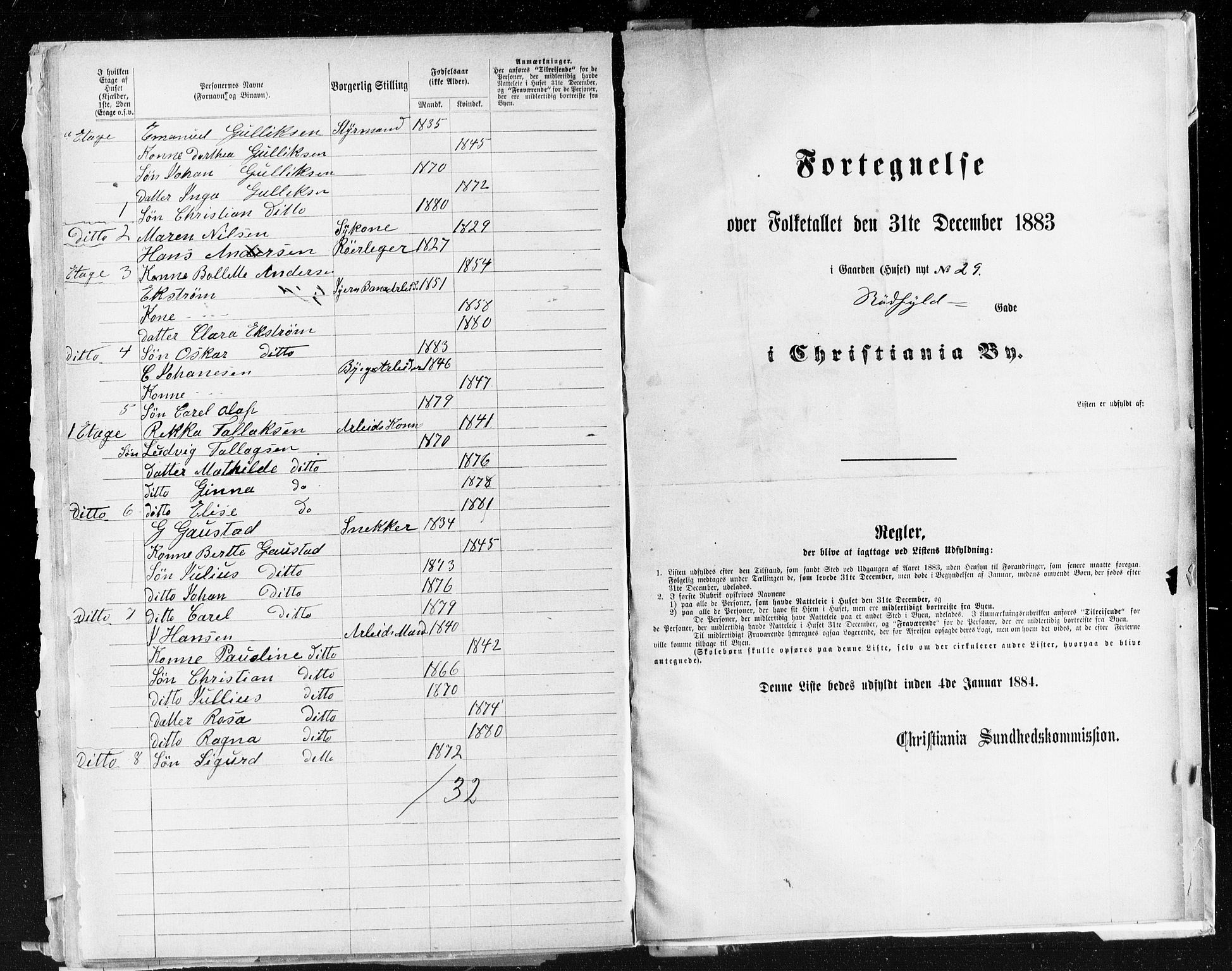 OBA, Kommunal folketelling 31.12.1883 for Kristiania kjøpstad, 1883, s. 3692