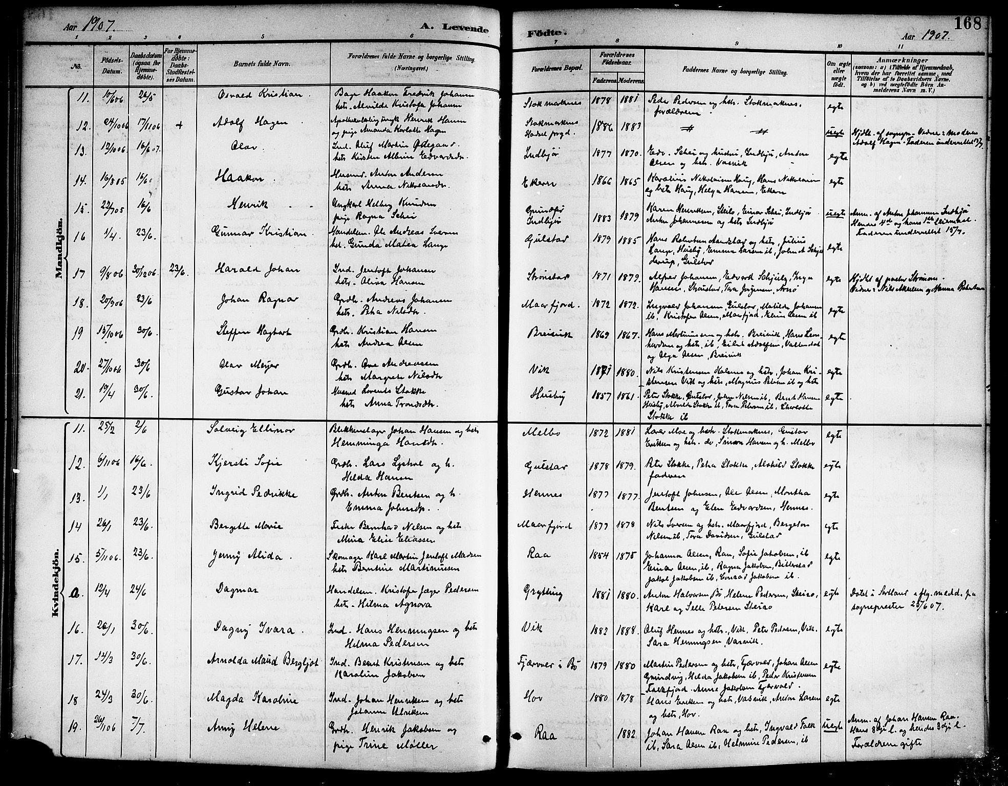 Ministerialprotokoller, klokkerbøker og fødselsregistre - Nordland, AV/SAT-A-1459/888/L1268: Klokkerbok nr. 888C06, 1891-1908, s. 168