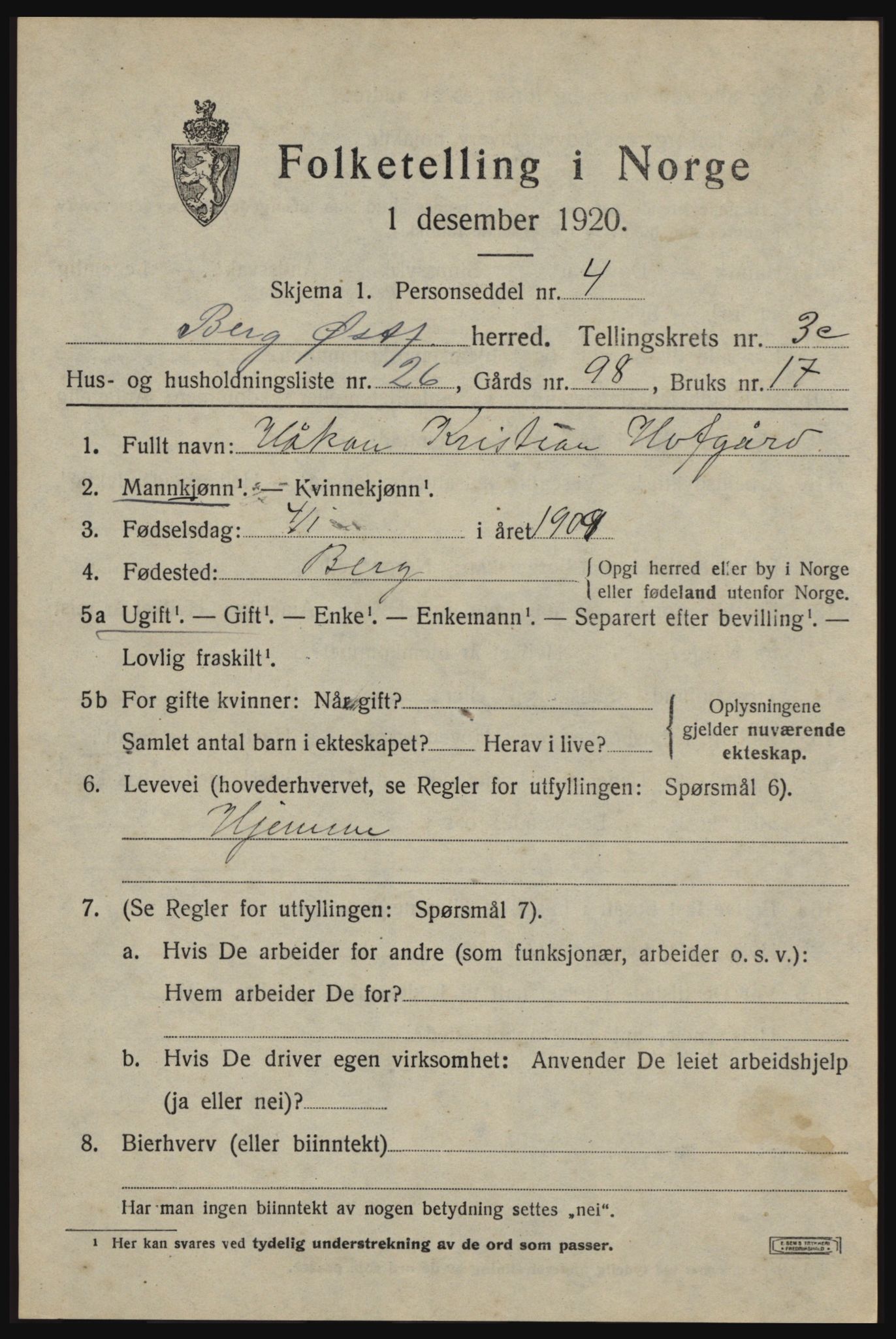 SAO, Folketelling 1920 for 0116 Berg herred, 1920, s. 7425
