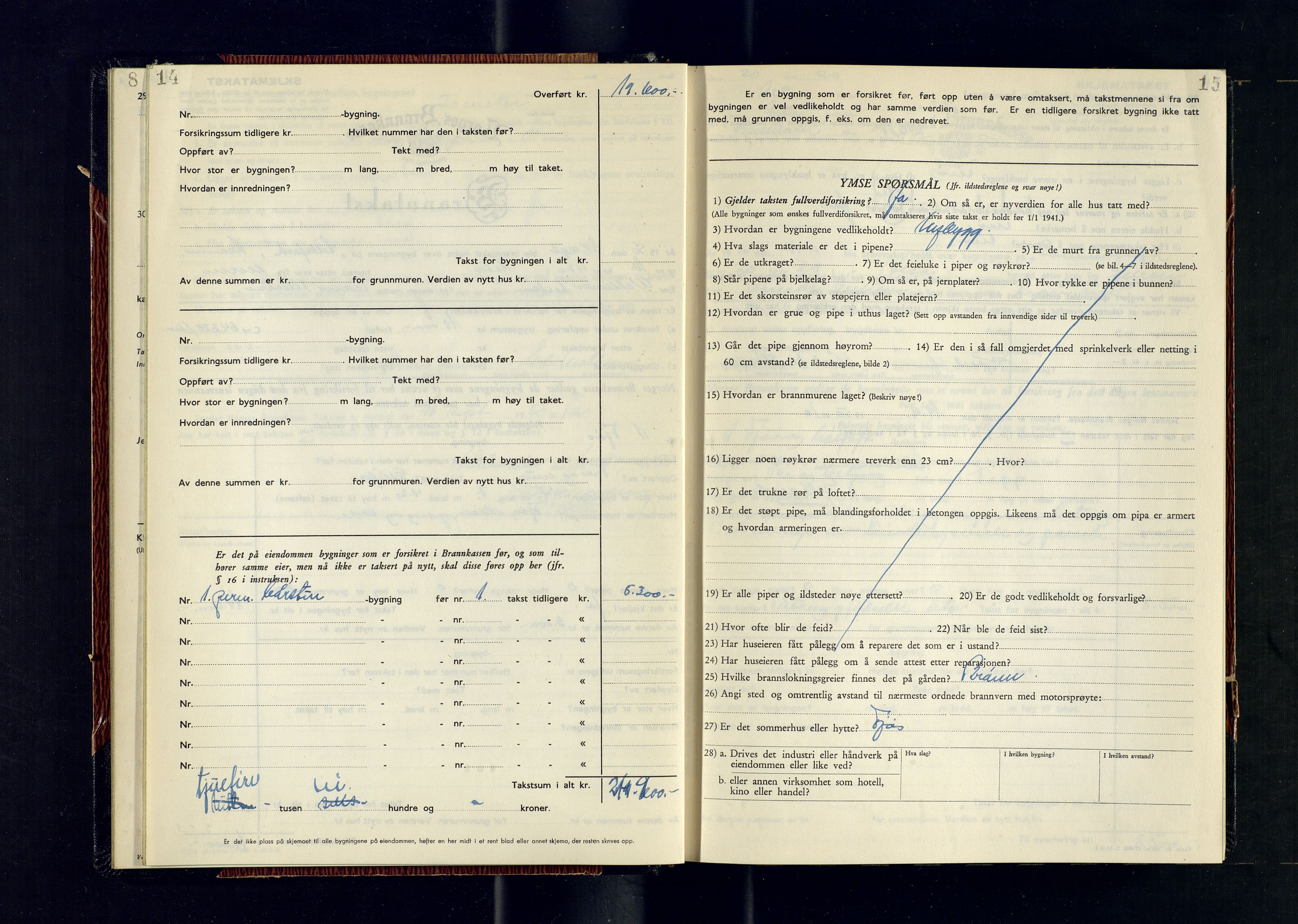 Alta lensmannskontor, AV/SATØ-S-1165/O/Ob/L0184: Branntakstprotokoll, 1950-1953, s. 14-15