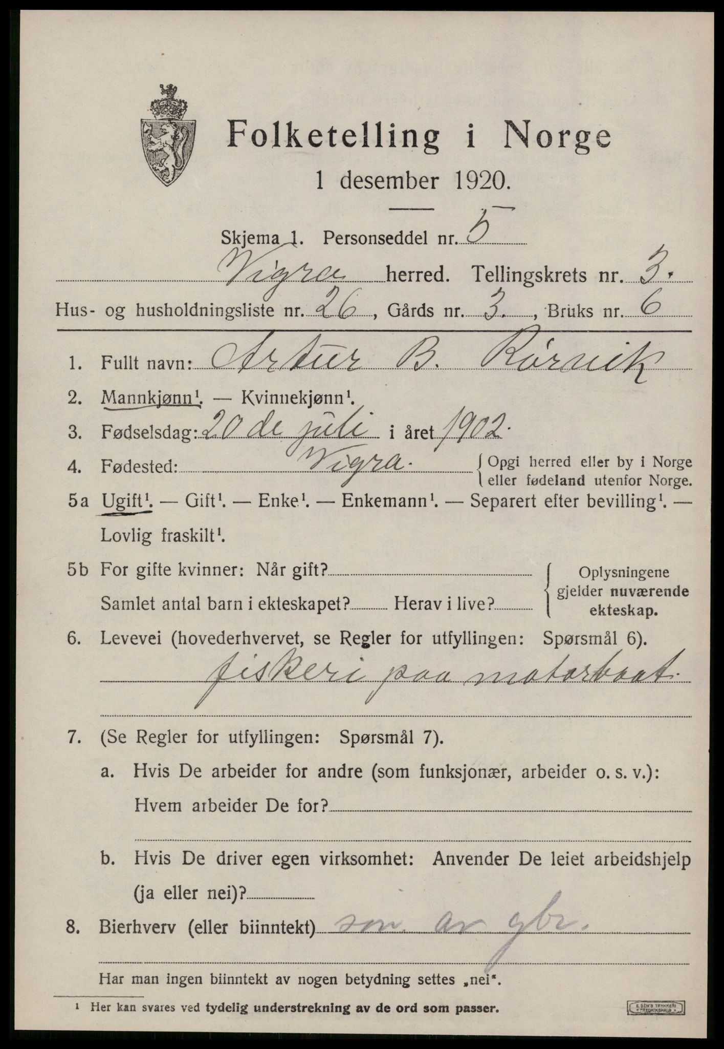 SAT, Folketelling 1920 for 1533 Vigra herred, 1920, s. 1712