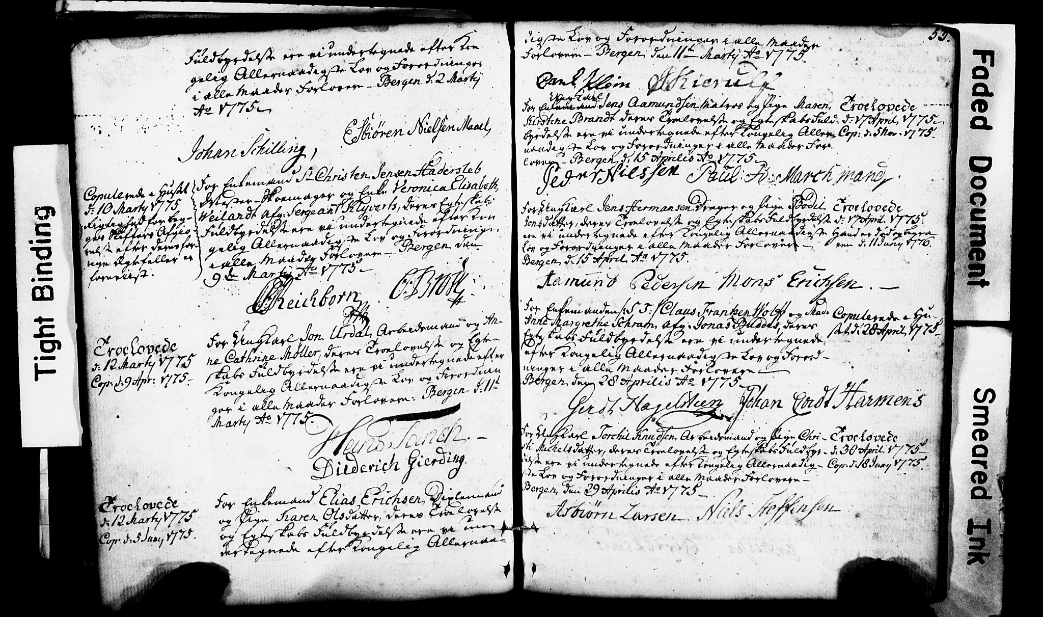 Domkirken sokneprestembete, SAB/A-74801: Forlovererklæringer nr. II.5.1, 1767-1792, s. 53