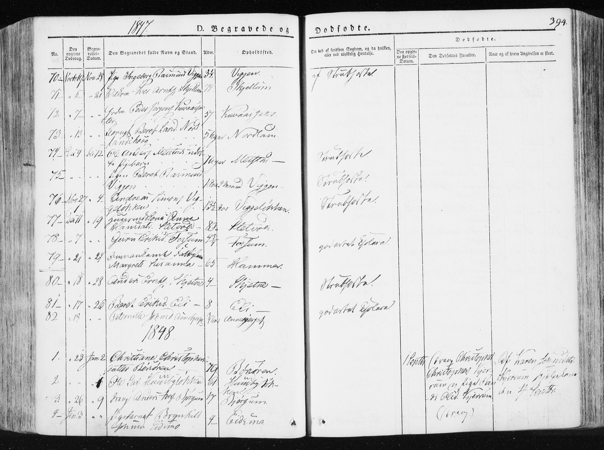 Ministerialprotokoller, klokkerbøker og fødselsregistre - Sør-Trøndelag, SAT/A-1456/665/L0771: Ministerialbok nr. 665A06, 1830-1856, s. 394