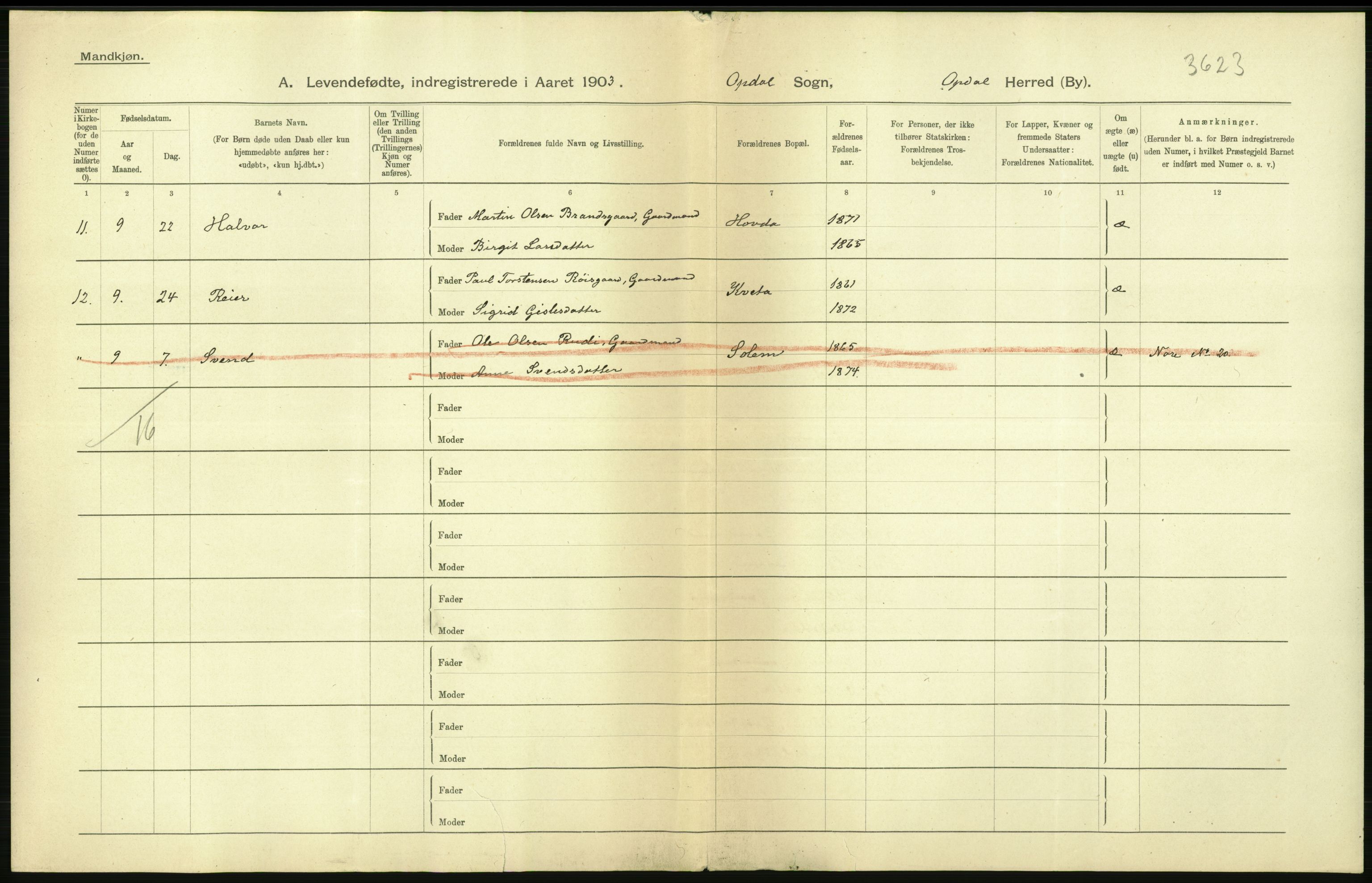 Statistisk sentralbyrå, Sosiodemografiske emner, Befolkning, AV/RA-S-2228/D/Df/Dfa/Dfaa/L0007: Buskeruds amt: Fødte, gifte, døde, 1903, s. 4