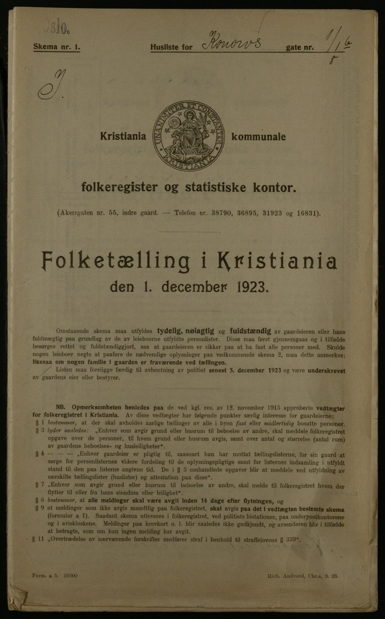 OBA, Kommunal folketelling 1.12.1923 for Kristiania, 1923, s. 59336