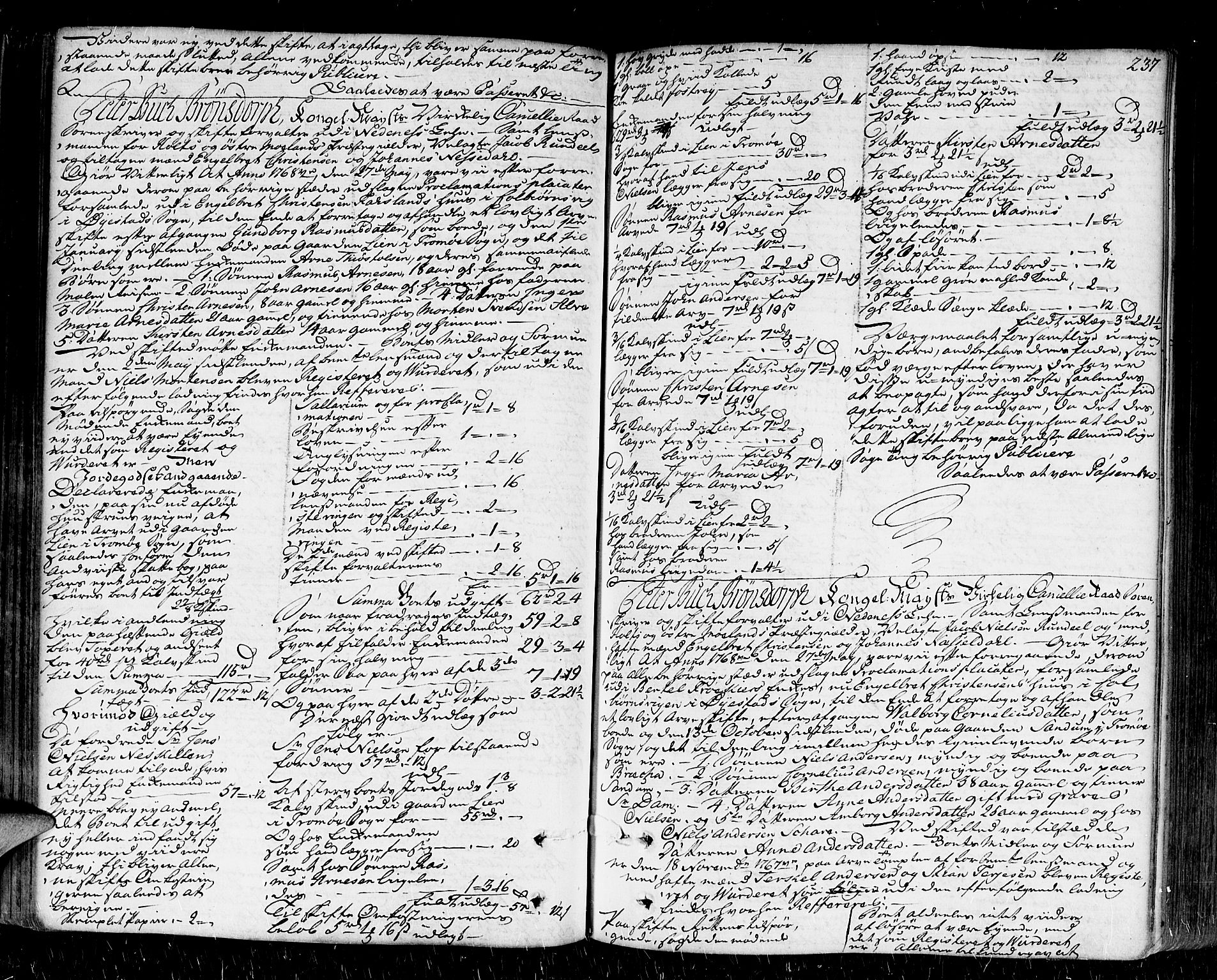 Nedenes sorenskriveri før 1824, SAK/1221-0007/H/Hc/L0033: Skifteprotokoll med register nr 22a, 1767-1772, s. 236b-237a