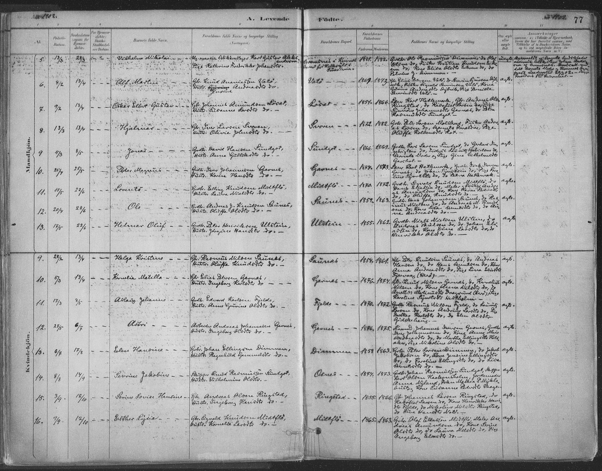 Ministerialprotokoller, klokkerbøker og fødselsregistre - Møre og Romsdal, SAT/A-1454/509/L0106: Ministerialbok nr. 509A04, 1883-1922, s. 77