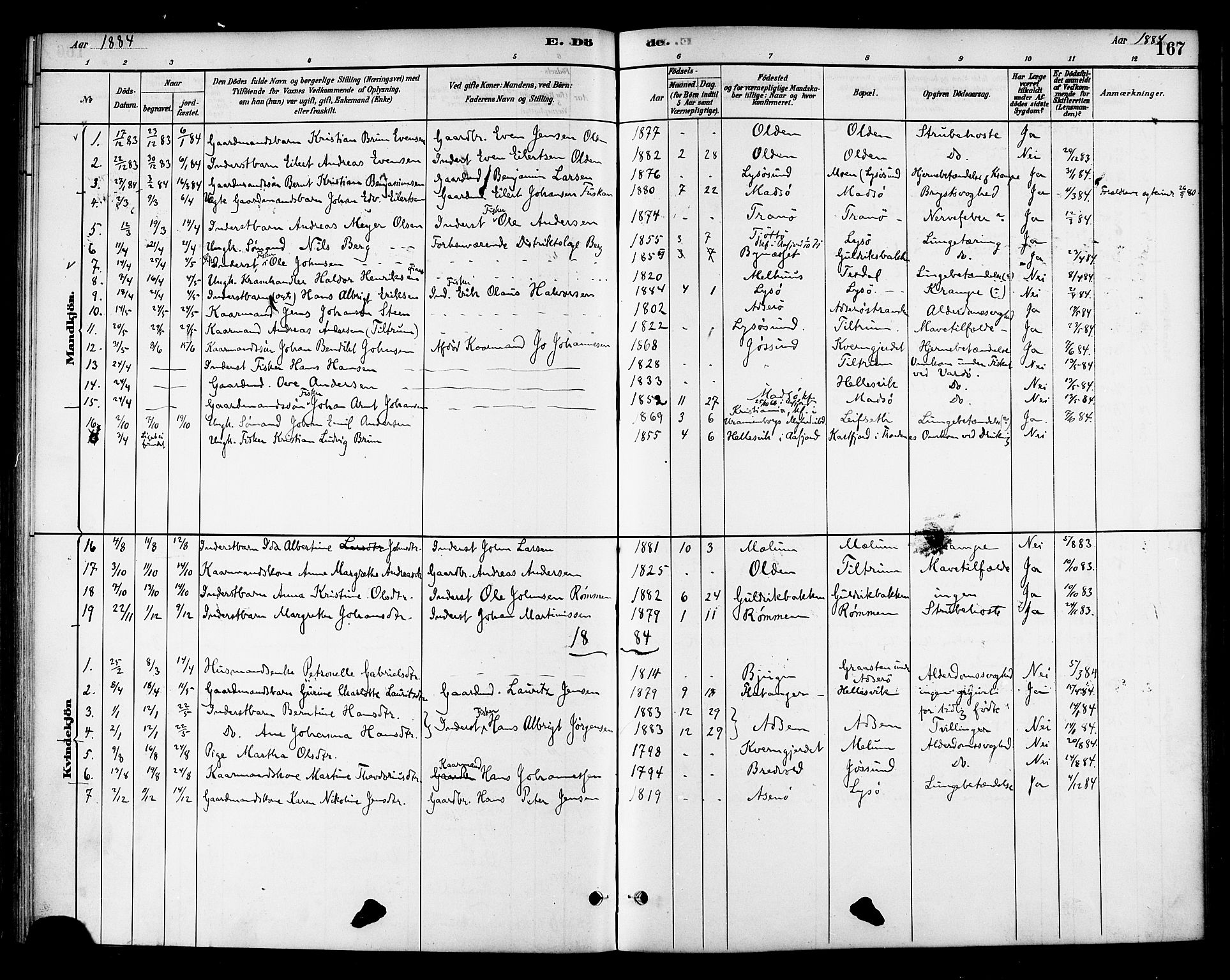 Ministerialprotokoller, klokkerbøker og fødselsregistre - Sør-Trøndelag, AV/SAT-A-1456/654/L0663: Ministerialbok nr. 654A01, 1880-1894, s. 167