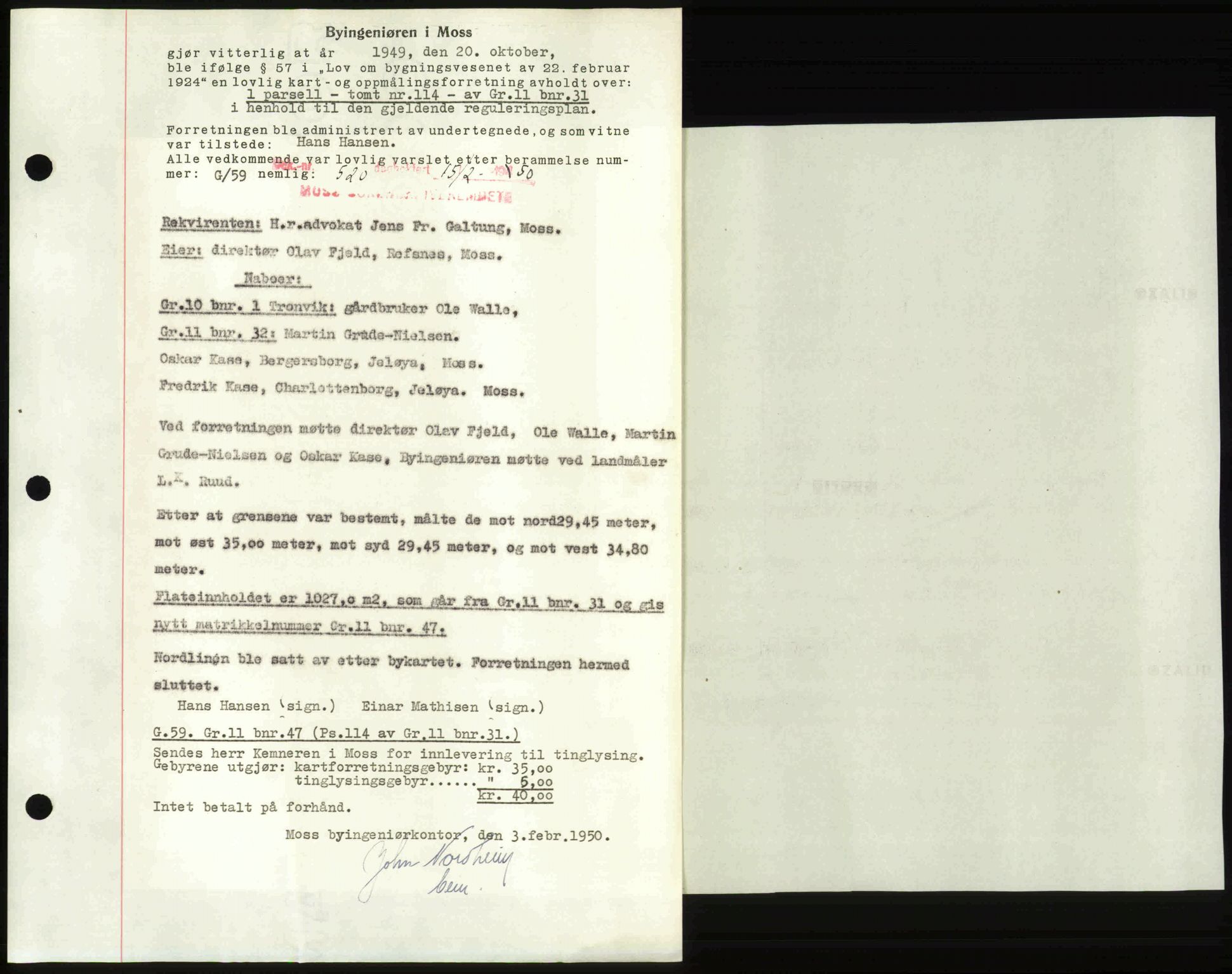 Moss sorenskriveri, SAO/A-10168: Pantebok nr. A25, 1950-1950, Dagboknr: 520/1950