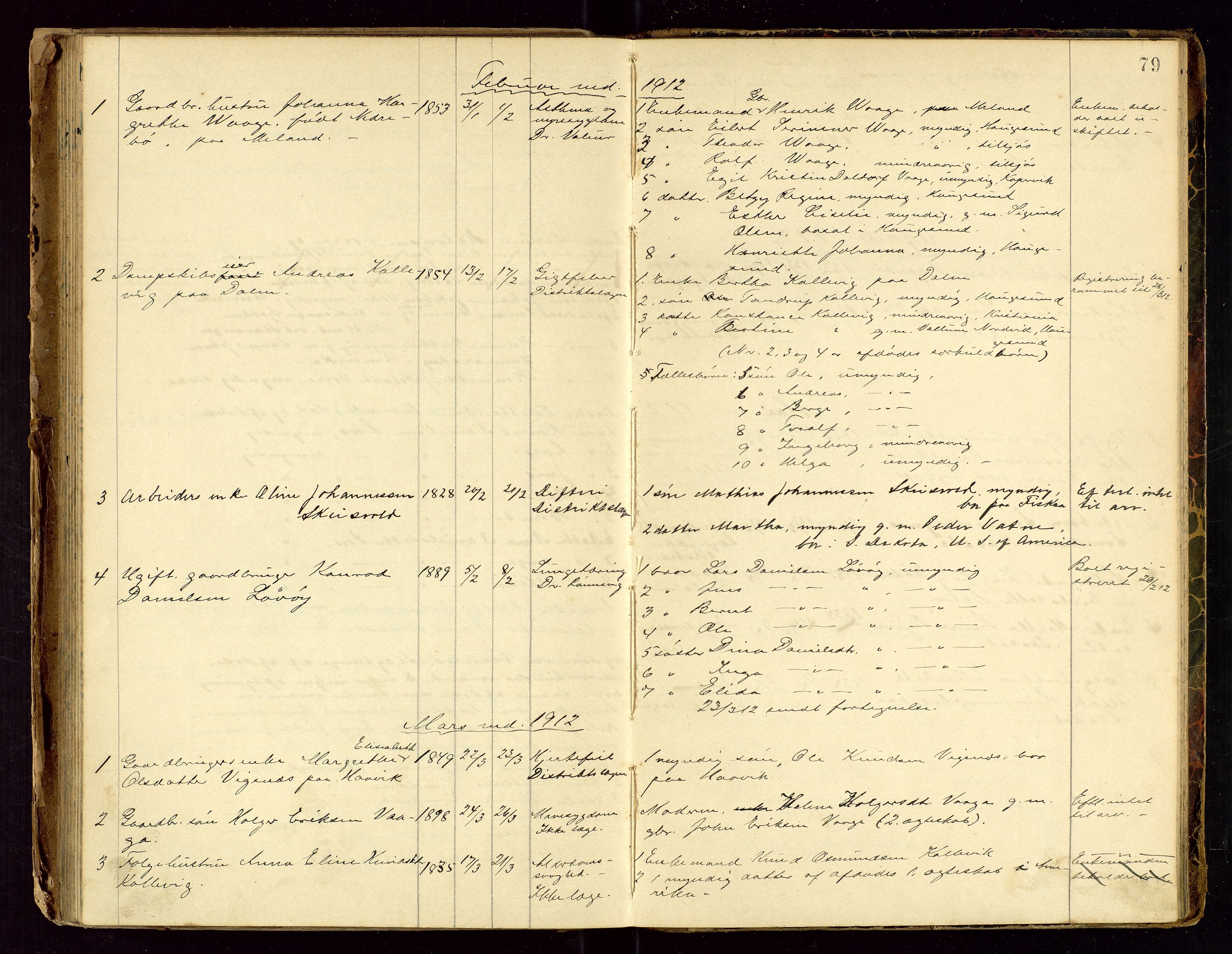 Avaldsnes lensmannskontor, SAST/A-100286/Gga/L0001: "Dødslistene Avaldsnæs Prtgd  2 - 87  Kopervig Sogn  38 - 120", 1897-1916, s. 79