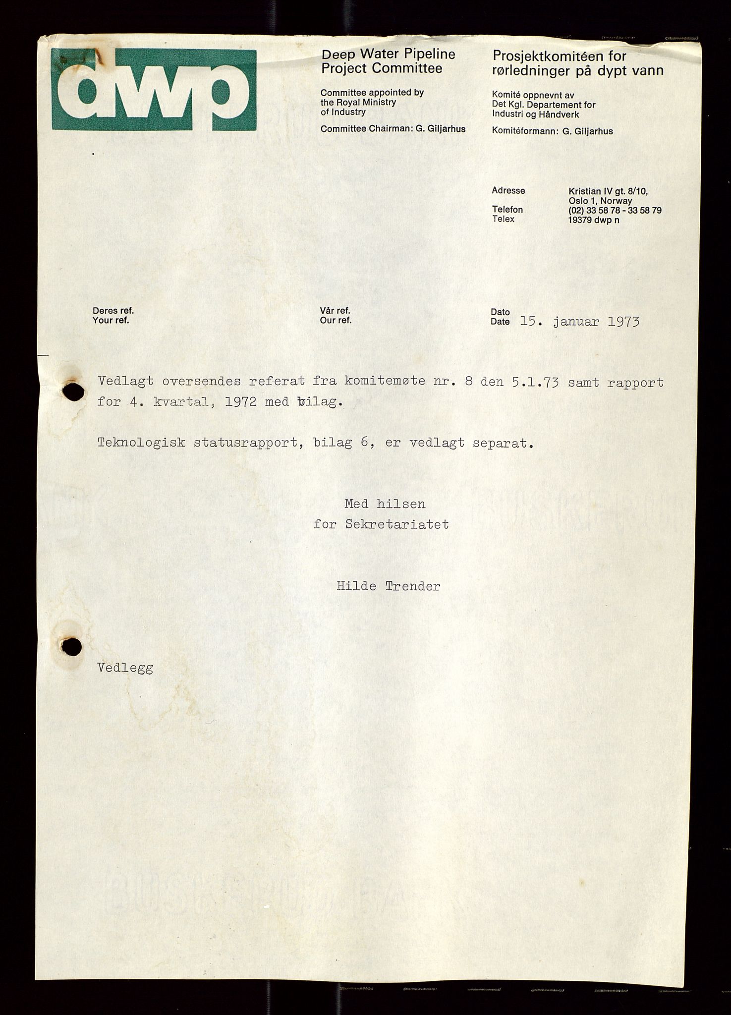 Industridepartementet, Oljekontoret, SAST/A-101348/Di/L0004: DWP, møter, komite`møter, 761 forskning/teknologi, 1972-1975, s. 249