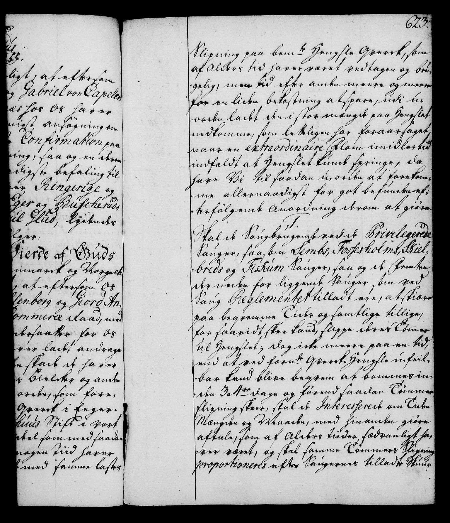 Rentekammeret, Kammerkanselliet, RA/EA-3111/G/Gg/Gga/L0003: Norsk ekspedisjonsprotokoll med register (merket RK 53.3), 1727-1734, s. 623