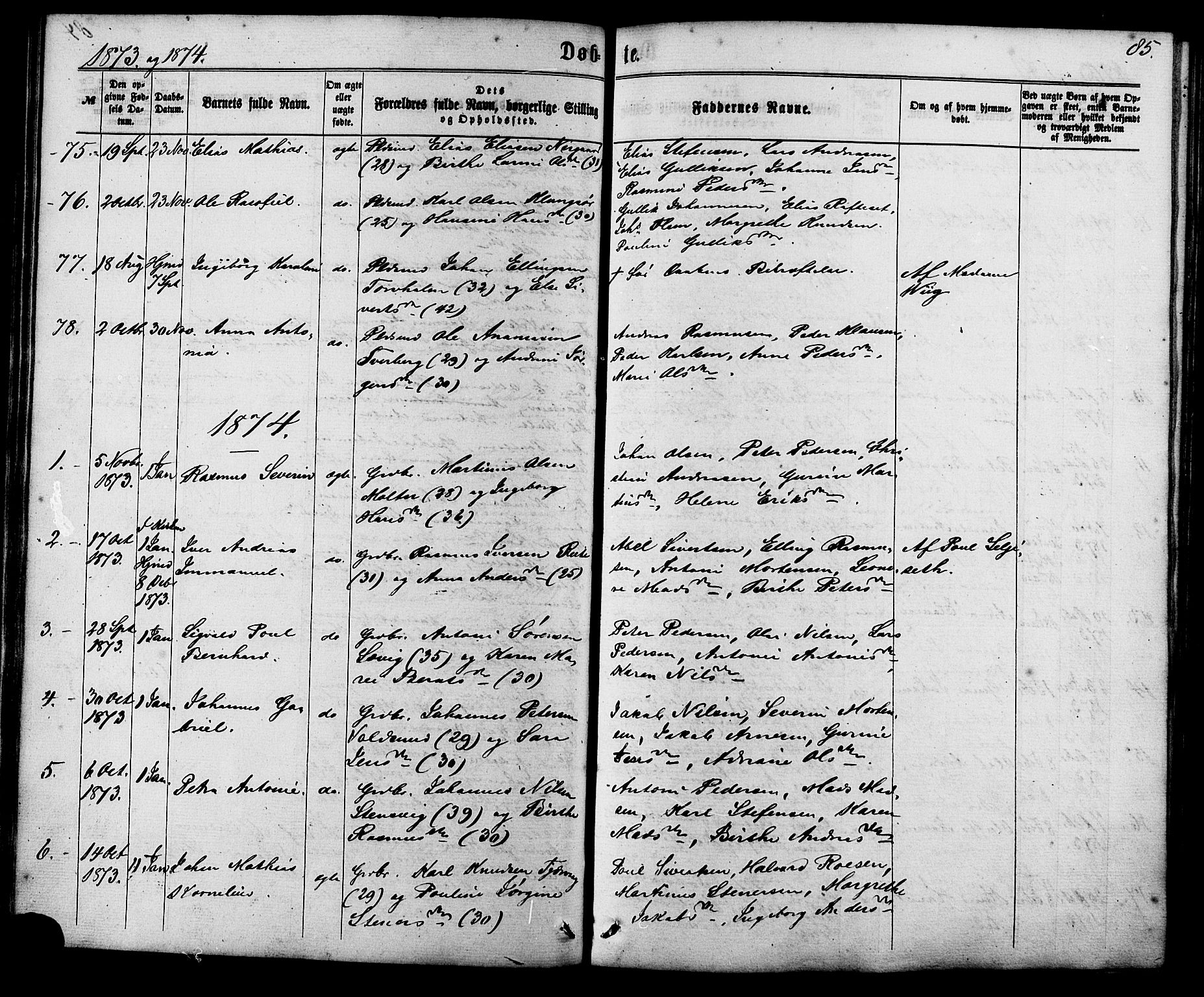 Ministerialprotokoller, klokkerbøker og fødselsregistre - Møre og Romsdal, AV/SAT-A-1454/507/L0071: Ministerialbok nr. 507A06, 1863-1878, s. 85