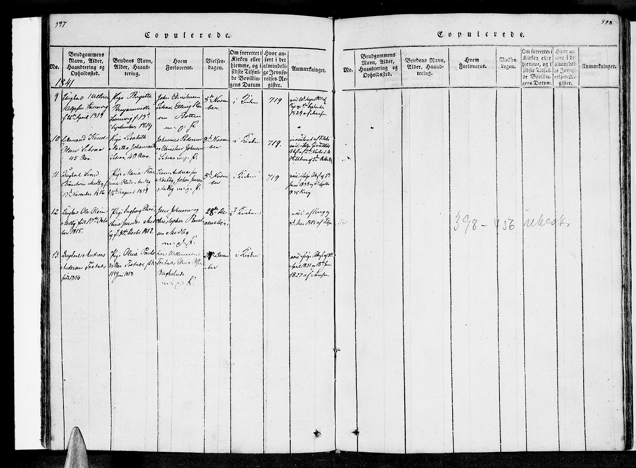 Ministerialprotokoller, klokkerbøker og fødselsregistre - Nordland, AV/SAT-A-1459/847/L0665: Ministerialbok nr. 847A05, 1818-1841, s. 397-398