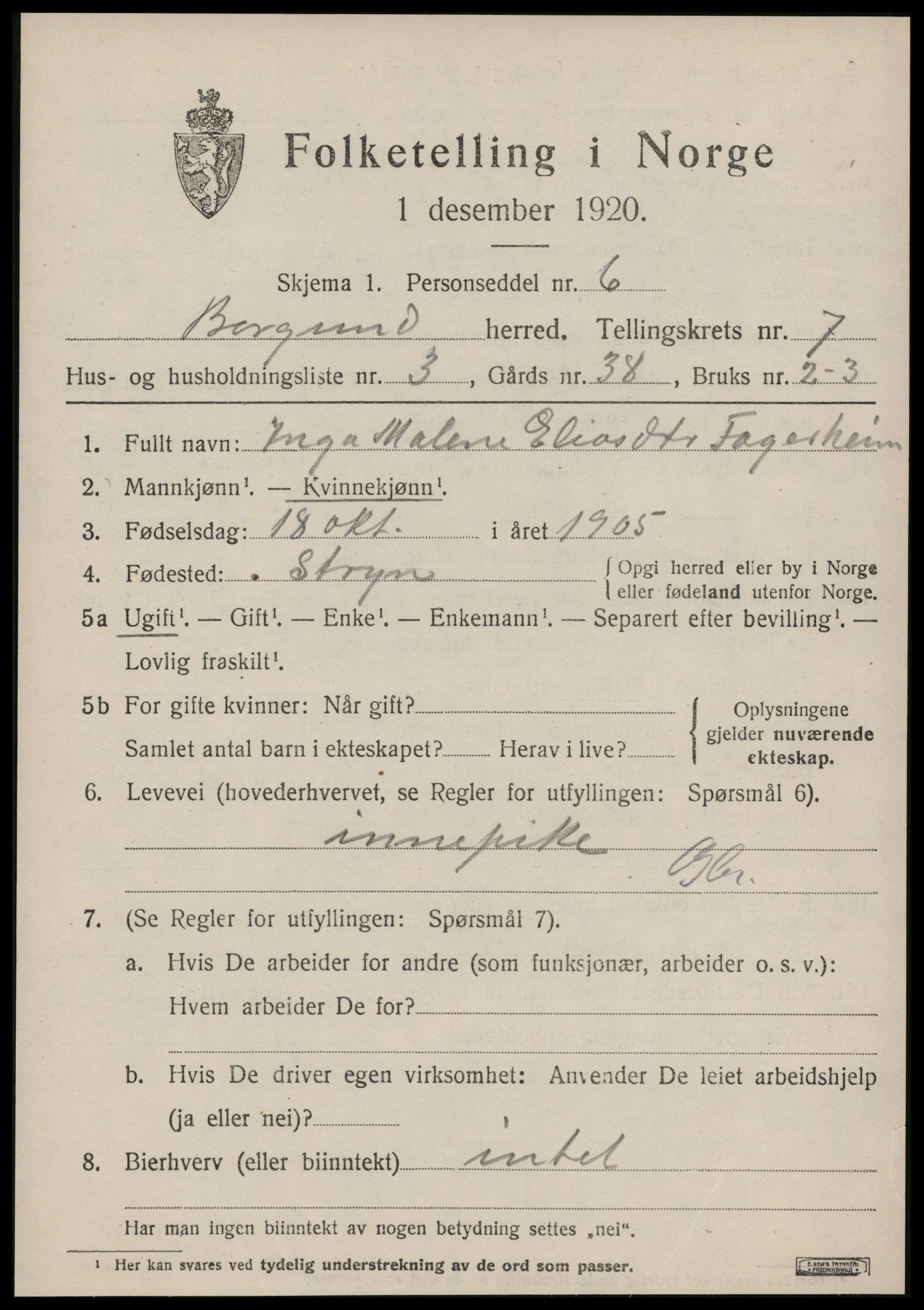 SAT, Folketelling 1920 for 1531 Borgund herred, 1920, s. 6020