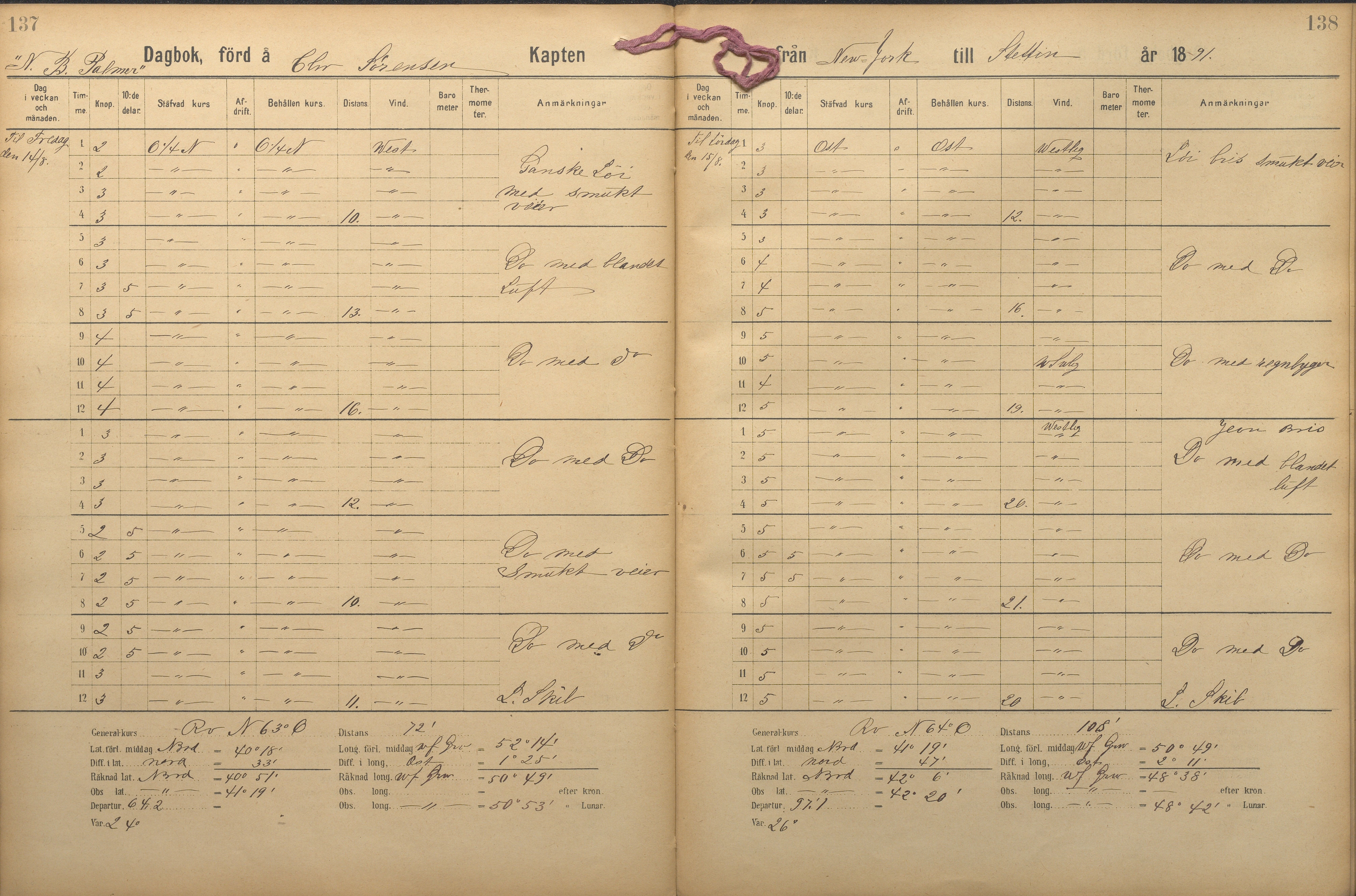 Fartøysarkivet, AAKS/PA-1934/F/L0227: N.B. Palmer (fregatt), 1850-1892, s. 137-138