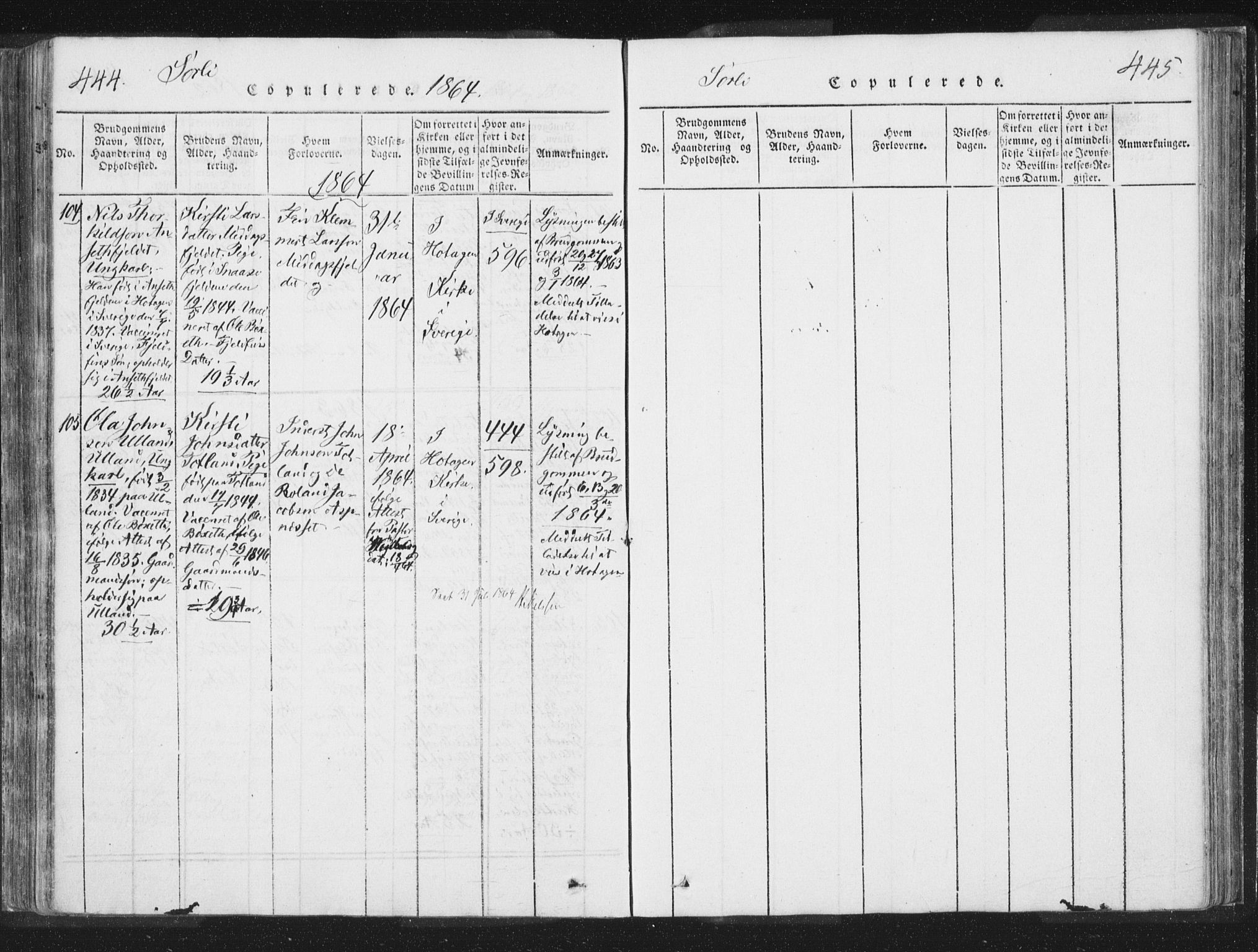 Ministerialprotokoller, klokkerbøker og fødselsregistre - Nord-Trøndelag, AV/SAT-A-1458/755/L0491: Ministerialbok nr. 755A01 /2, 1817-1864, s. 444-445