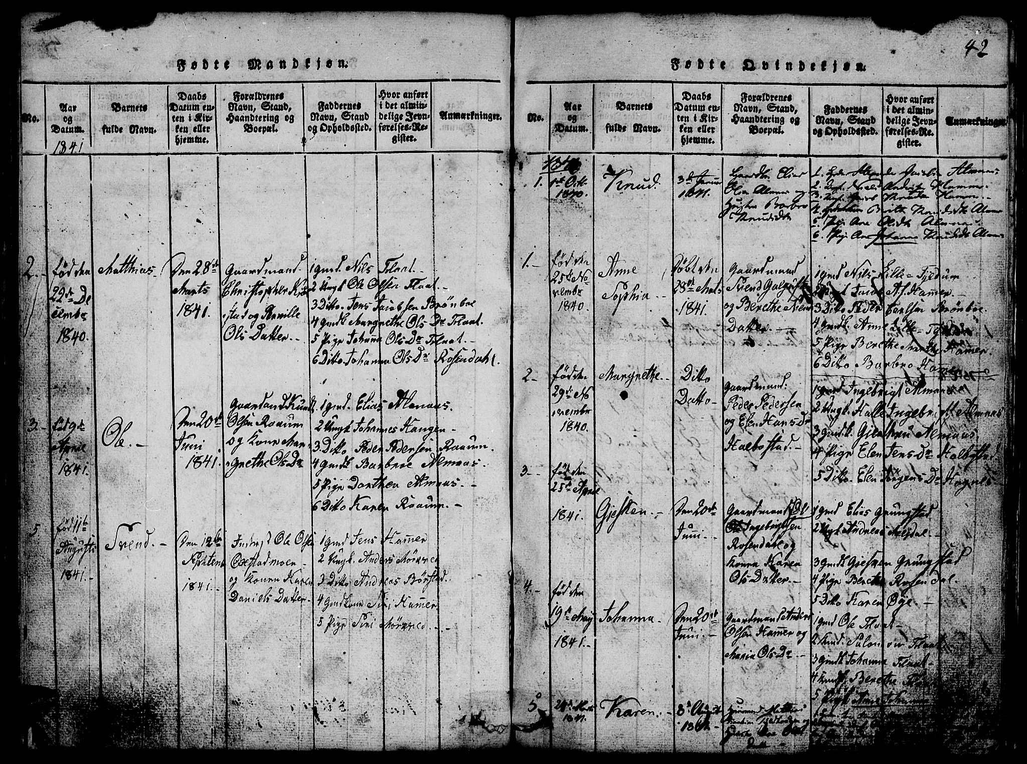 Ministerialprotokoller, klokkerbøker og fødselsregistre - Nord-Trøndelag, SAT/A-1458/765/L0562: Klokkerbok nr. 765C01, 1817-1851, s. 42