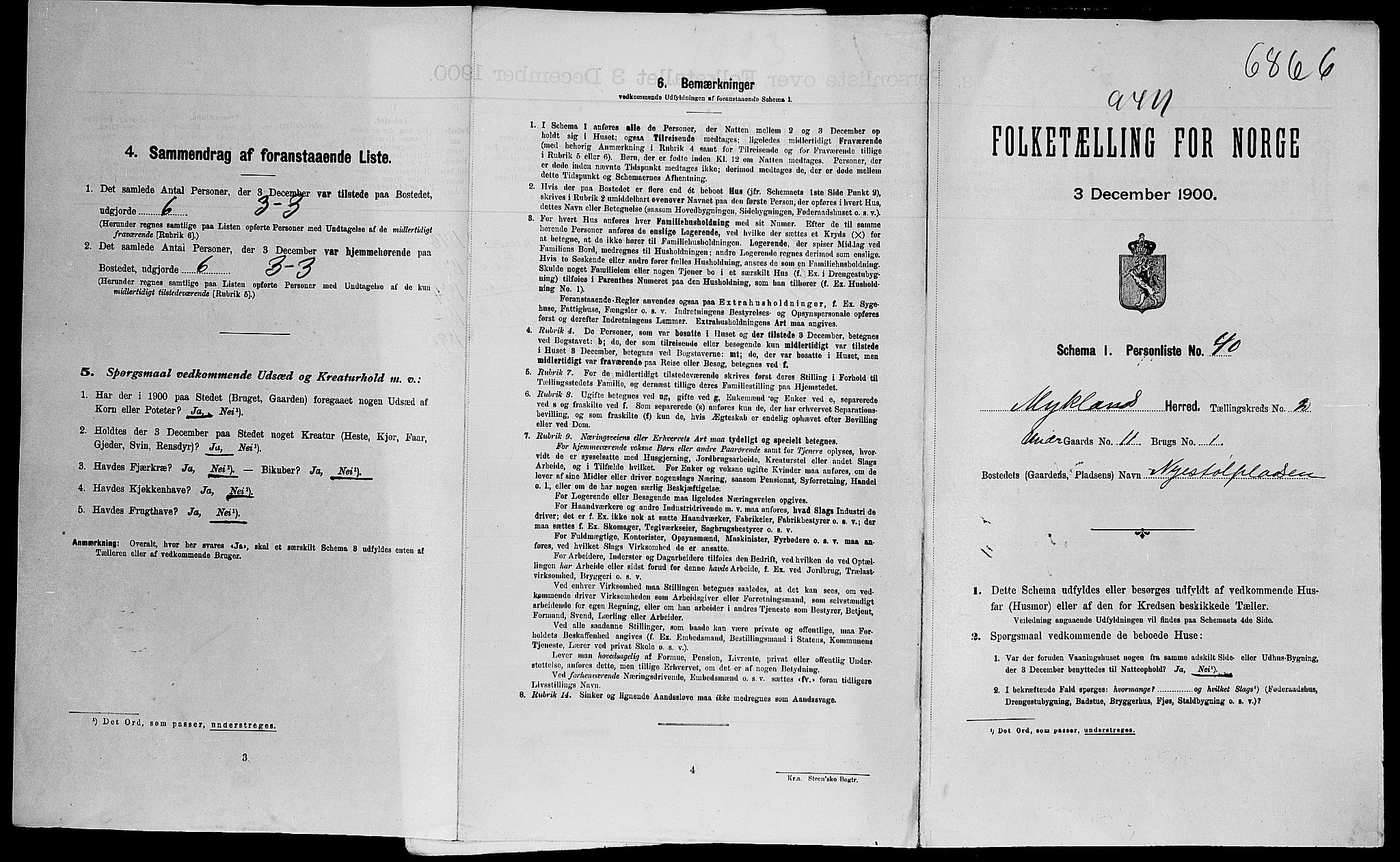 SAK, Folketelling 1900 for 0932 Mykland herred, 1900, s. 26
