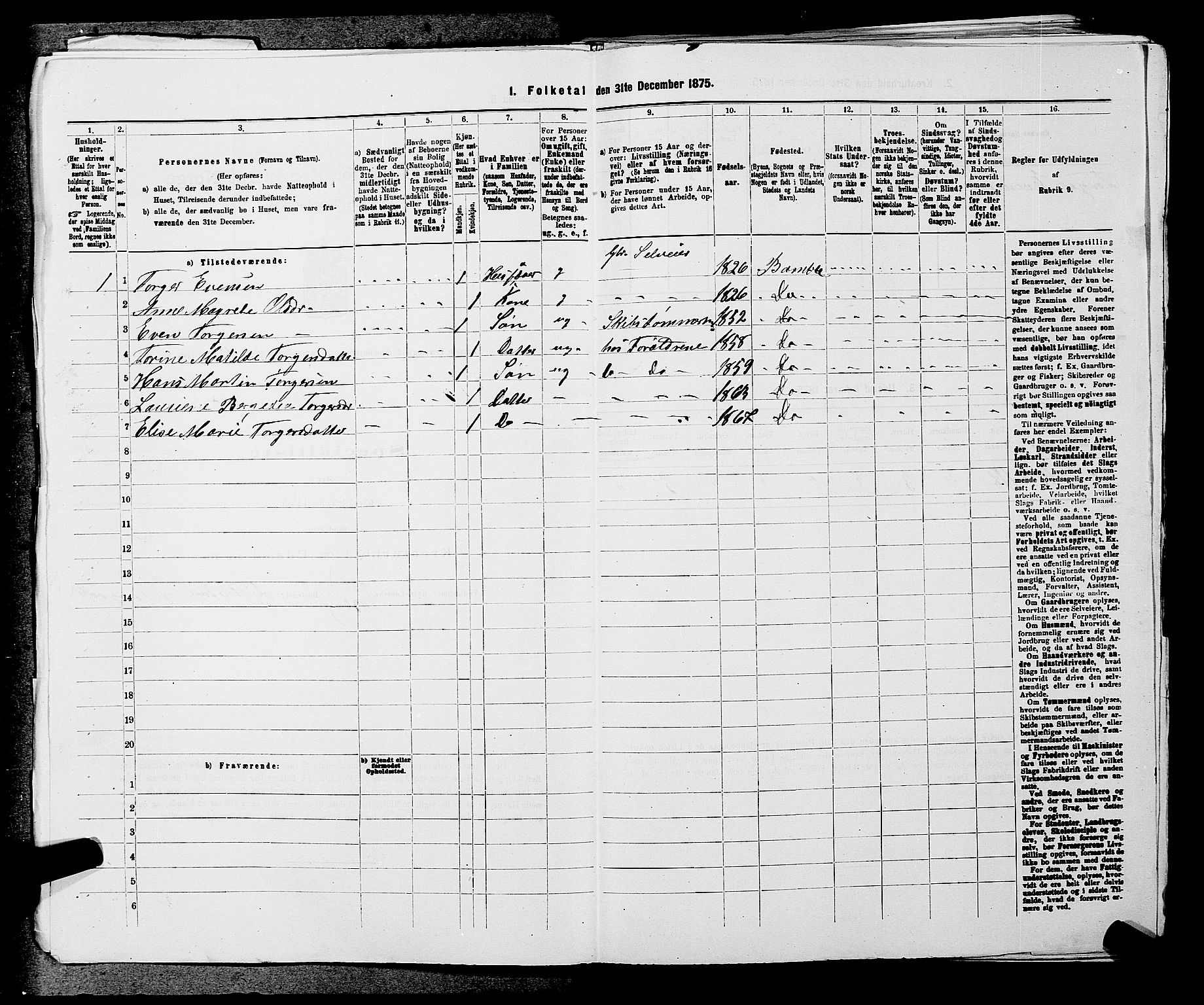 SAKO, Folketelling 1875 for 0814L Bamble prestegjeld, Bamble sokn, 1875, s. 534