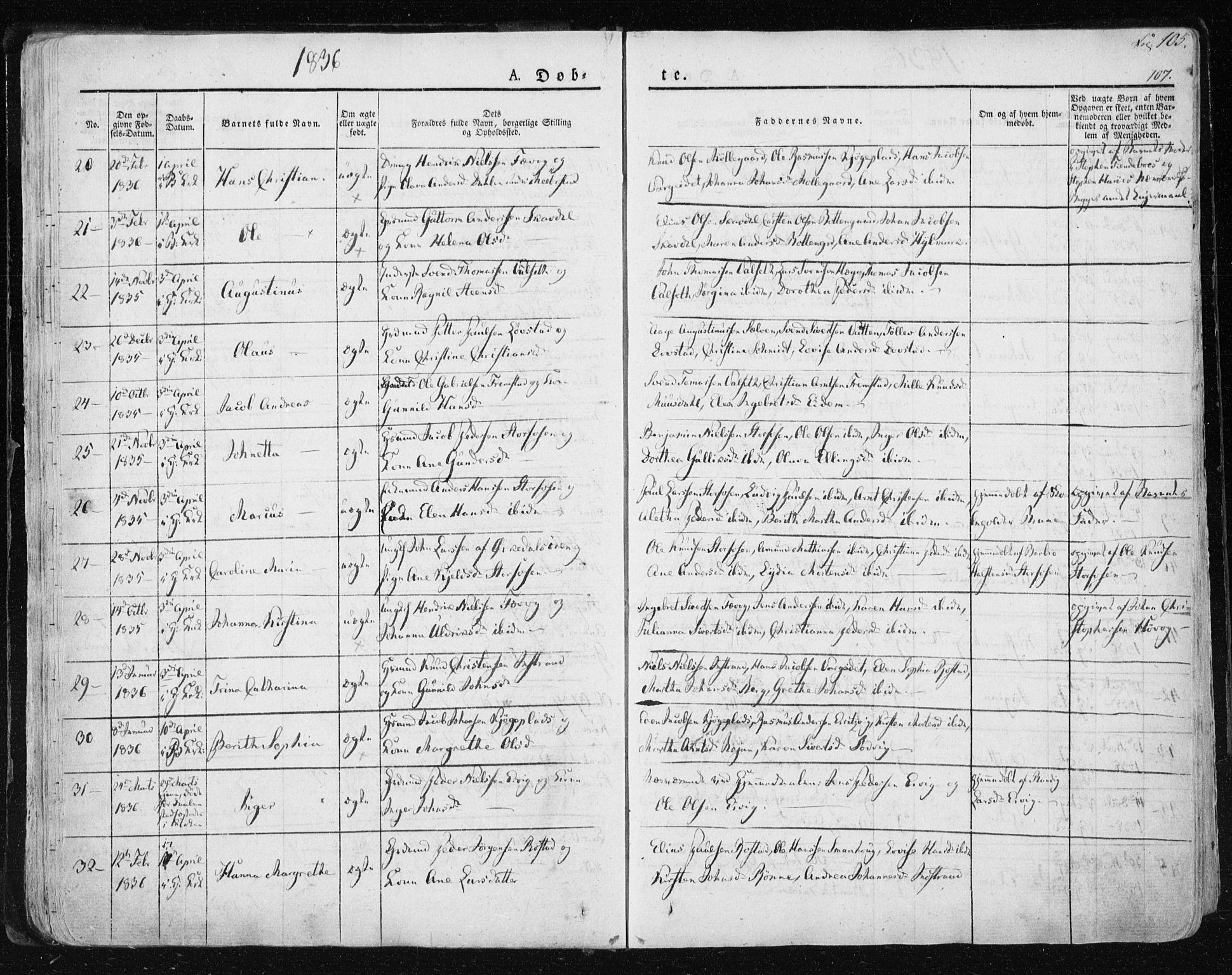Ministerialprotokoller, klokkerbøker og fødselsregistre - Sør-Trøndelag, SAT/A-1456/659/L0735: Ministerialbok nr. 659A05, 1826-1841, s. 105