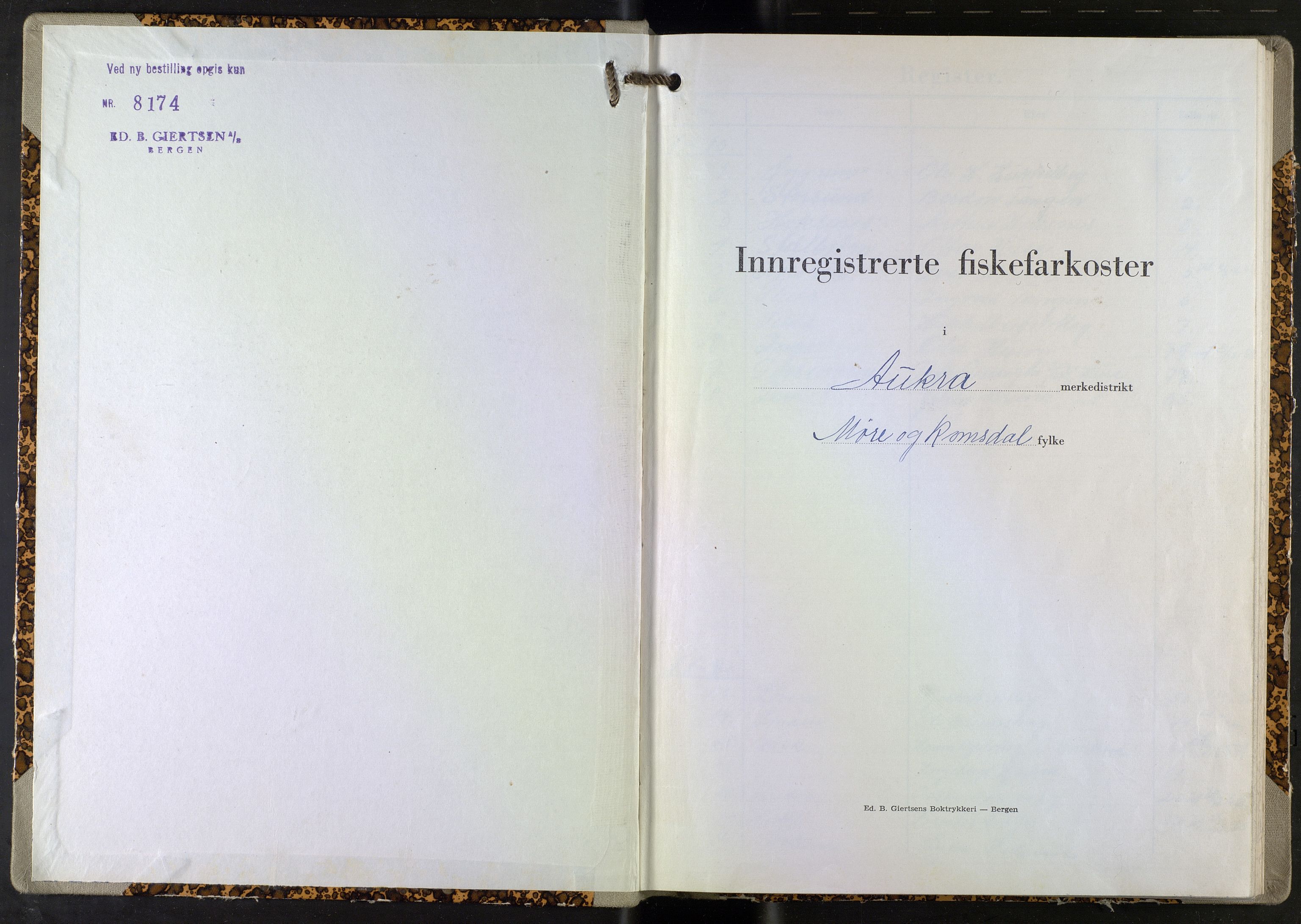 Fiskeridirektoratet - 1 Adm. ledelse - 13 Båtkontoret, AV/SAB-A-2003/I/Ia/Iaf/L0002: 135.0601/2 Merkeprotokoll - Aukra, 1964-1976