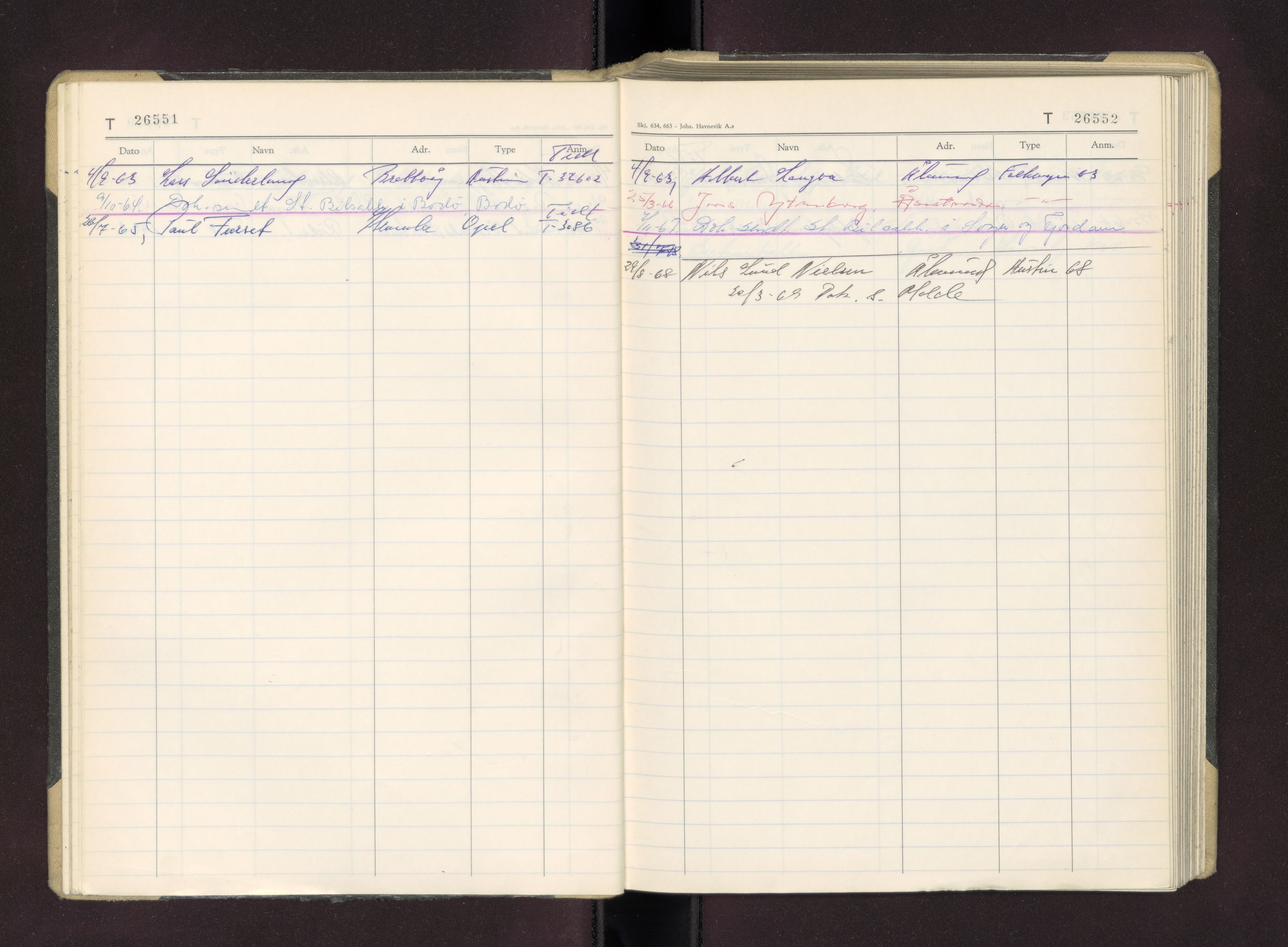 Møre og Romsdal vegkontor - Ålesund trafikkstasjon, AV/SAT-A-4099/F/Fc/L0026: Bilregister; T 26500 - T 26999, 1960-1970