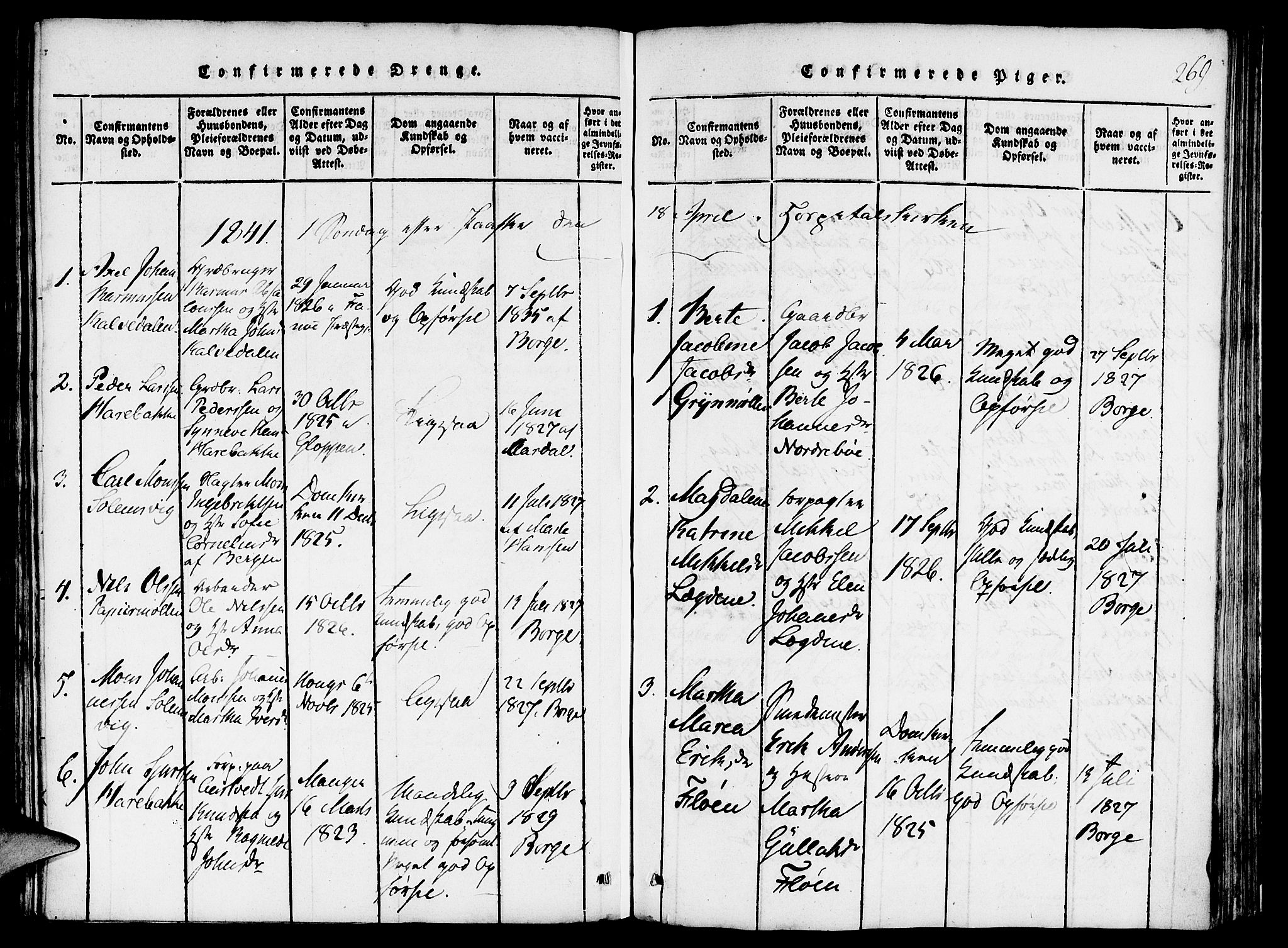 St. Jørgens hospital og Årstad sokneprestembete, AV/SAB-A-99934: Ministerialbok nr. A 3, 1815-1843, s. 269