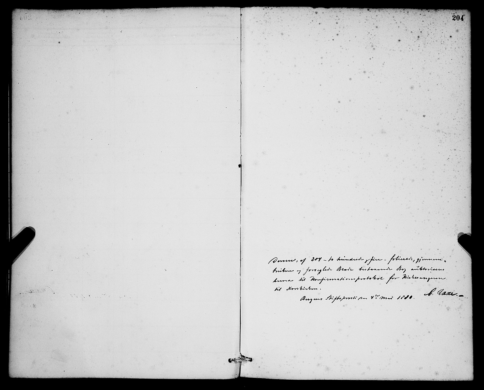 Korskirken sokneprestembete, SAB/A-76101/H/Hab: Klokkerbok nr. C 3, 1880-1892, s. 204