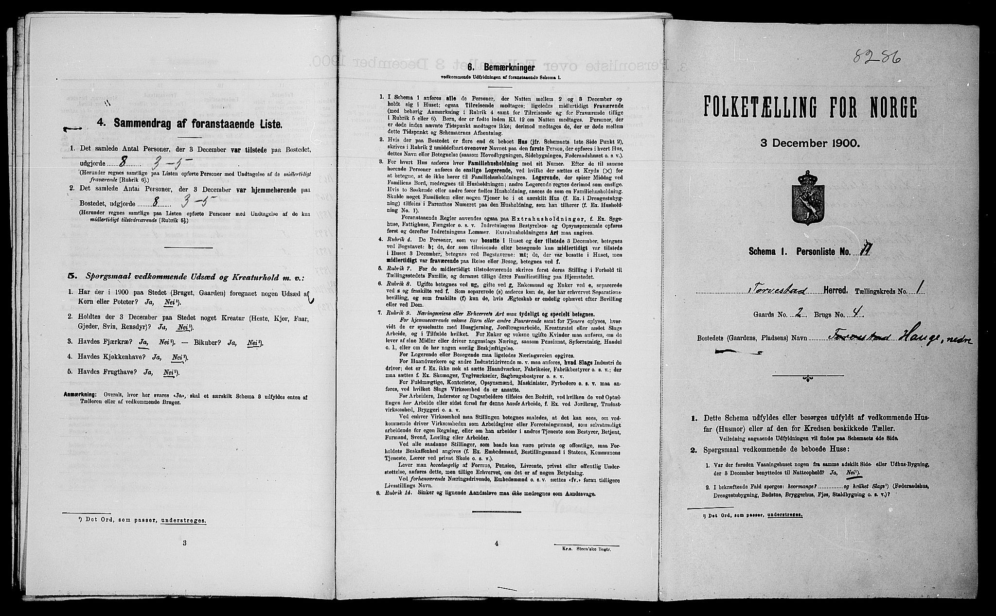 SAST, Folketelling 1900 for 1152 Torvastad herred, 1900, s. 86
