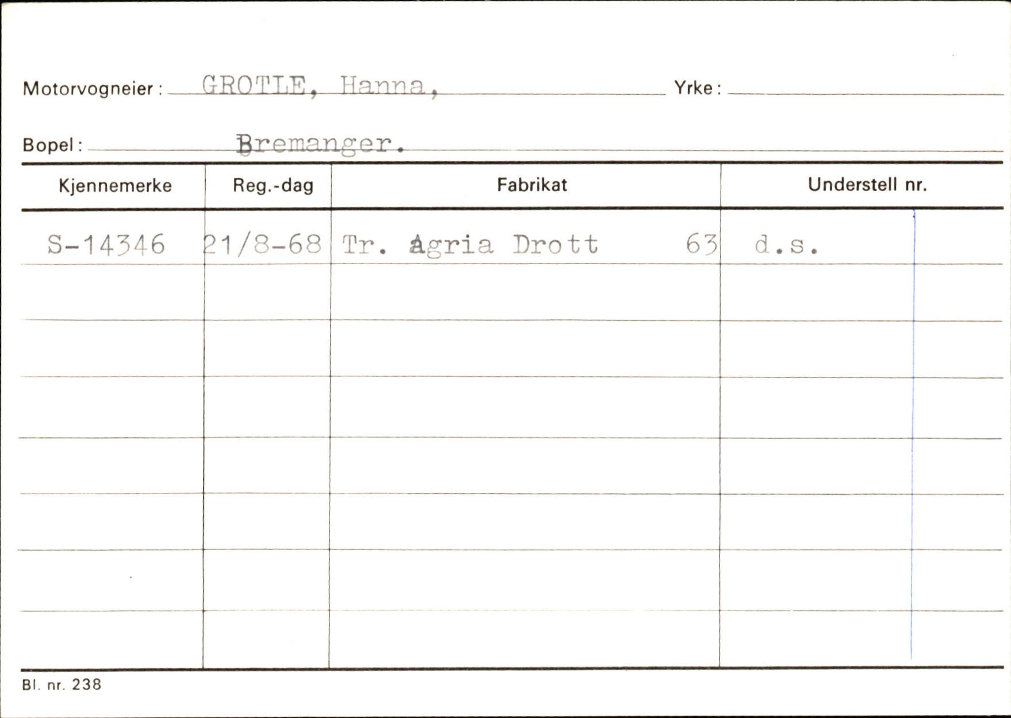 Statens vegvesen, Sogn og Fjordane vegkontor, AV/SAB-A-5301/4/F/L0133: Eigarregister Bremanger A-Å. Gaular A-H, 1945-1975, s. 573