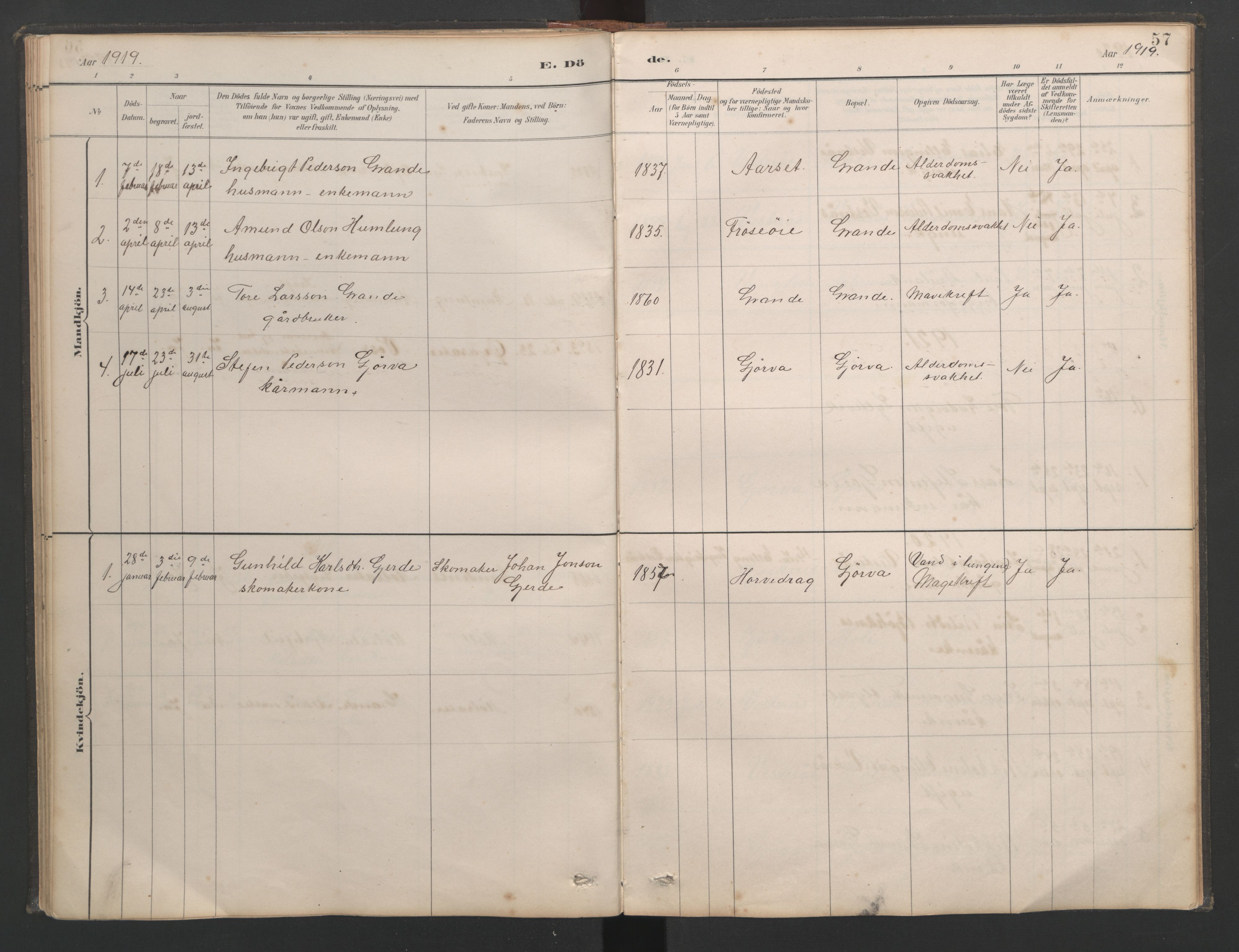 Ministerialprotokoller, klokkerbøker og fødselsregistre - Møre og Romsdal, AV/SAT-A-1454/518/L0237: Klokkerbok nr. 518C04, 1885-1963, s. 57