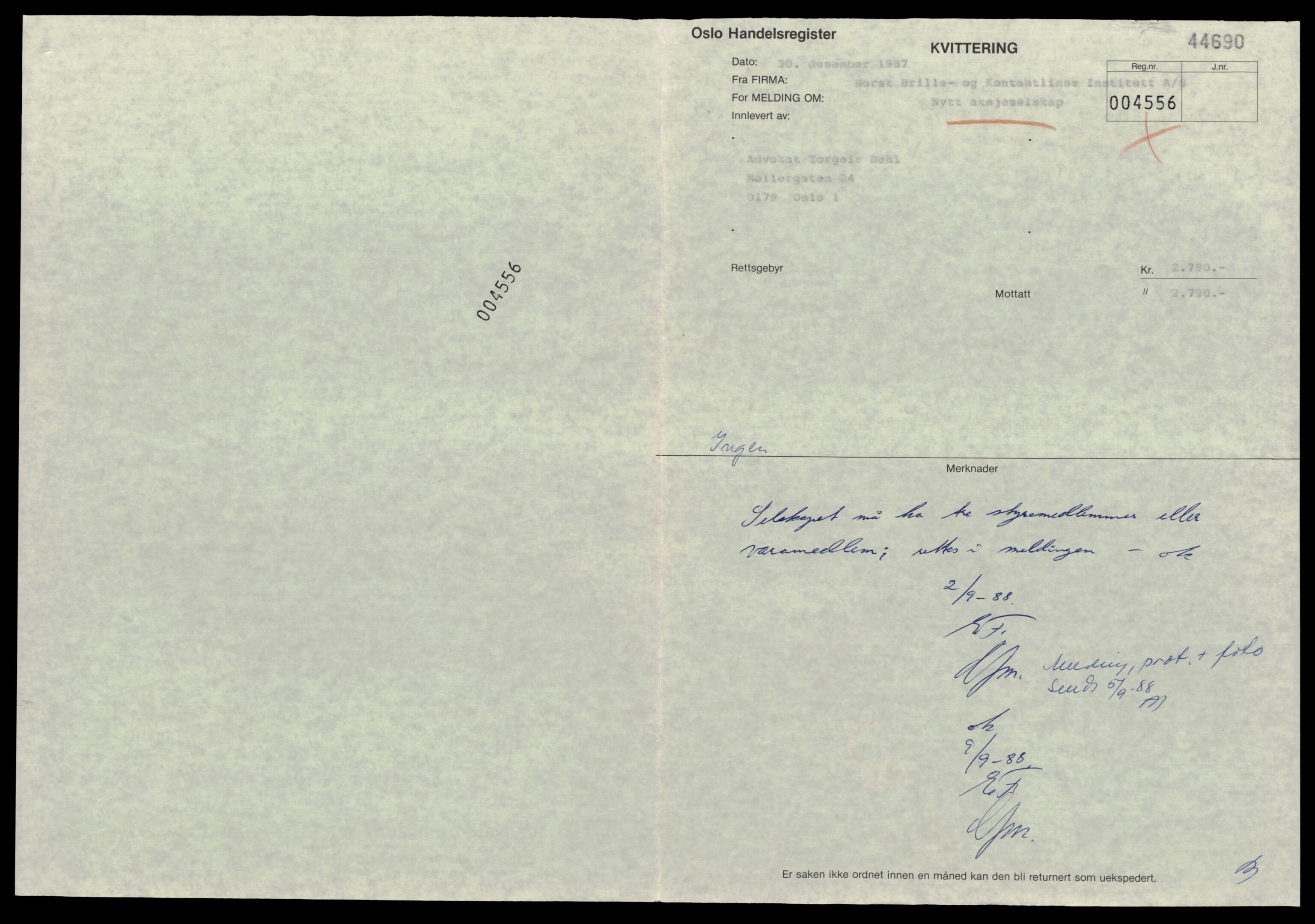 Oslo byfogd, Handelsregisteret, SAT/A-10867/G/Gc/Gca/L0572: Ikke konverterte foretak, Norsk Bri-Norsk Dan, 1890-1990, s. 1