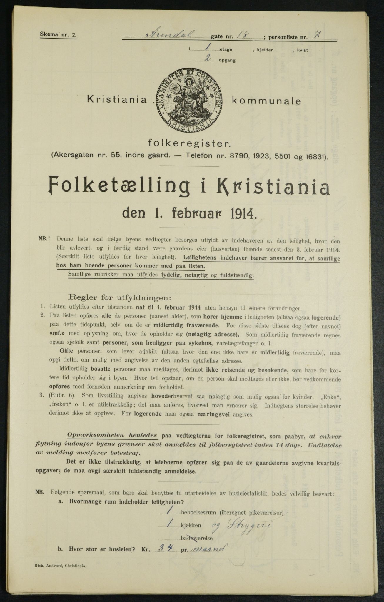OBA, Kommunal folketelling 1.2.1914 for Kristiania, 1914, s. 2110
