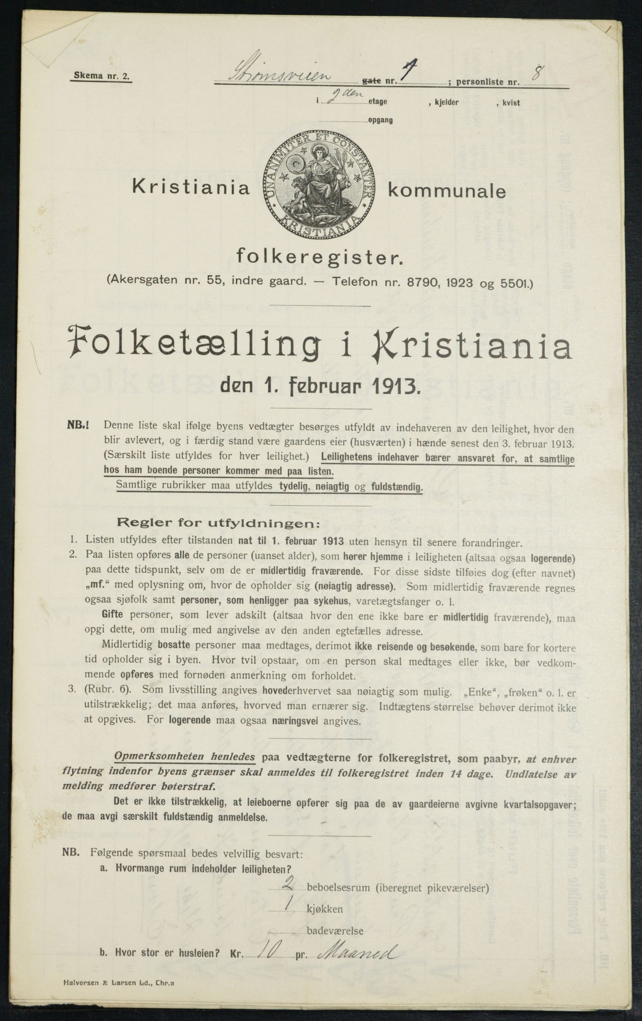 OBA, Kommunal folketelling 1.2.1913 for Kristiania, 1913, s. 104047