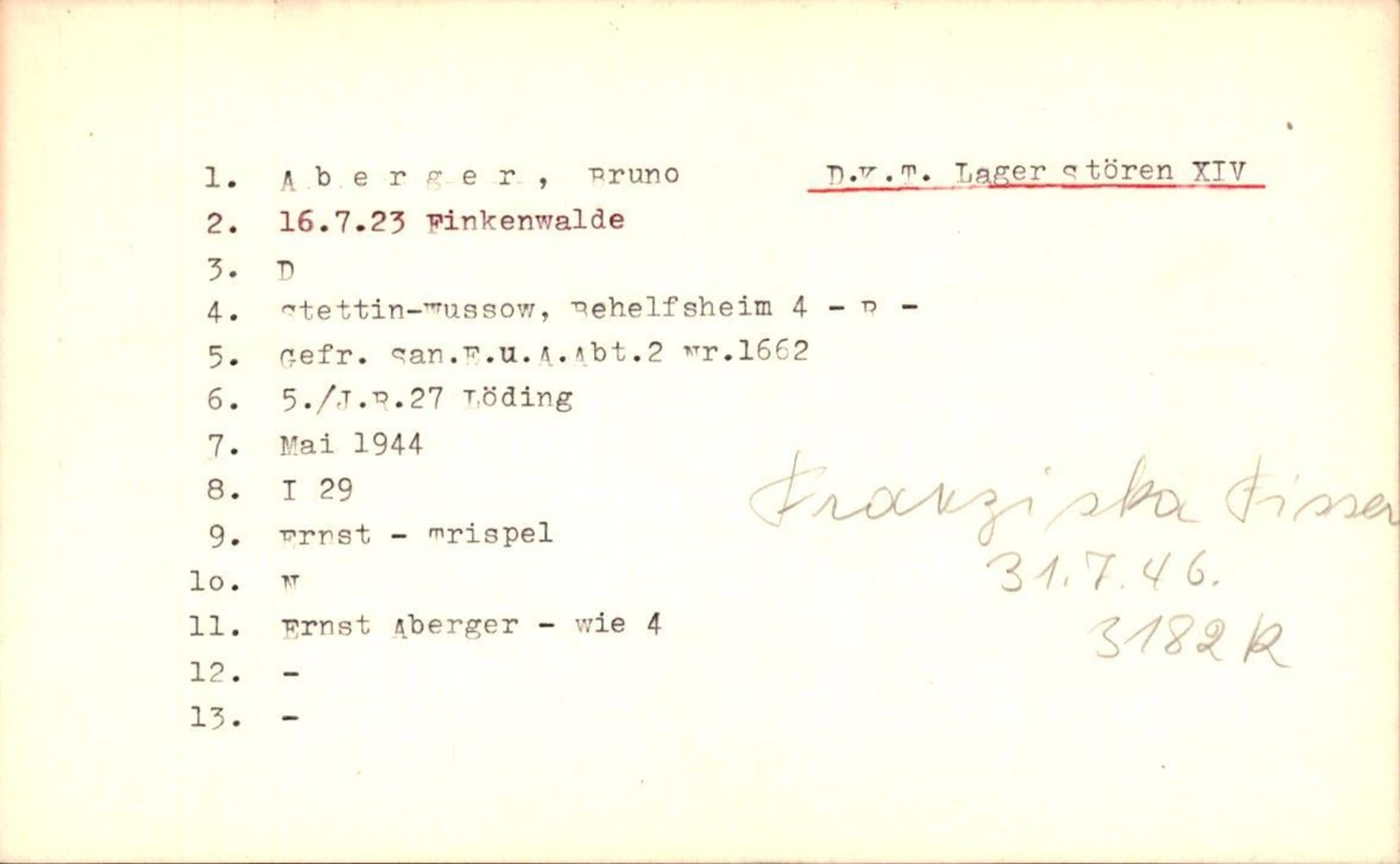 Hjemsendte tyskere , RA/RAFA-6487/D/Db/L0006: Adam-Zimmerman + Ableiter-Barta, 1945-1947, s. 291