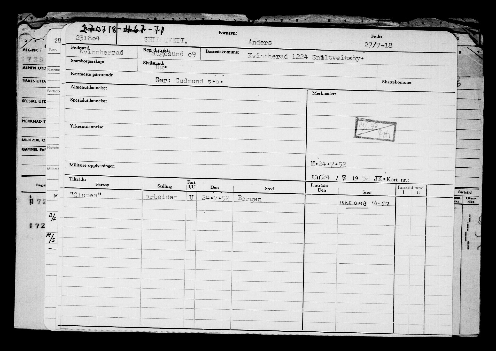 Direktoratet for sjømenn, AV/RA-S-3545/G/Gb/L0160: Hovedkort, 1918, s. 548