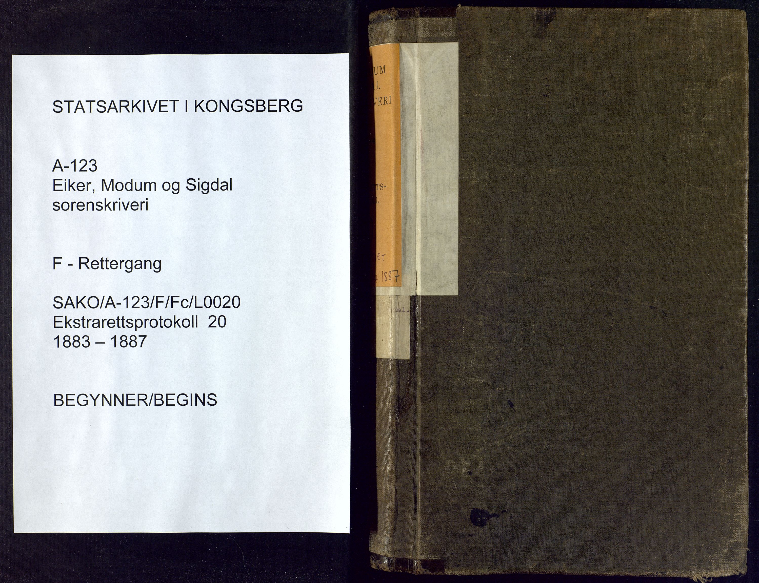 Eiker, Modum og Sigdal sorenskriveri, SAKO/A-123/F/Fc/L0020: Ekstrarettsprotokoll - sorenskriveriet, 1883-1887