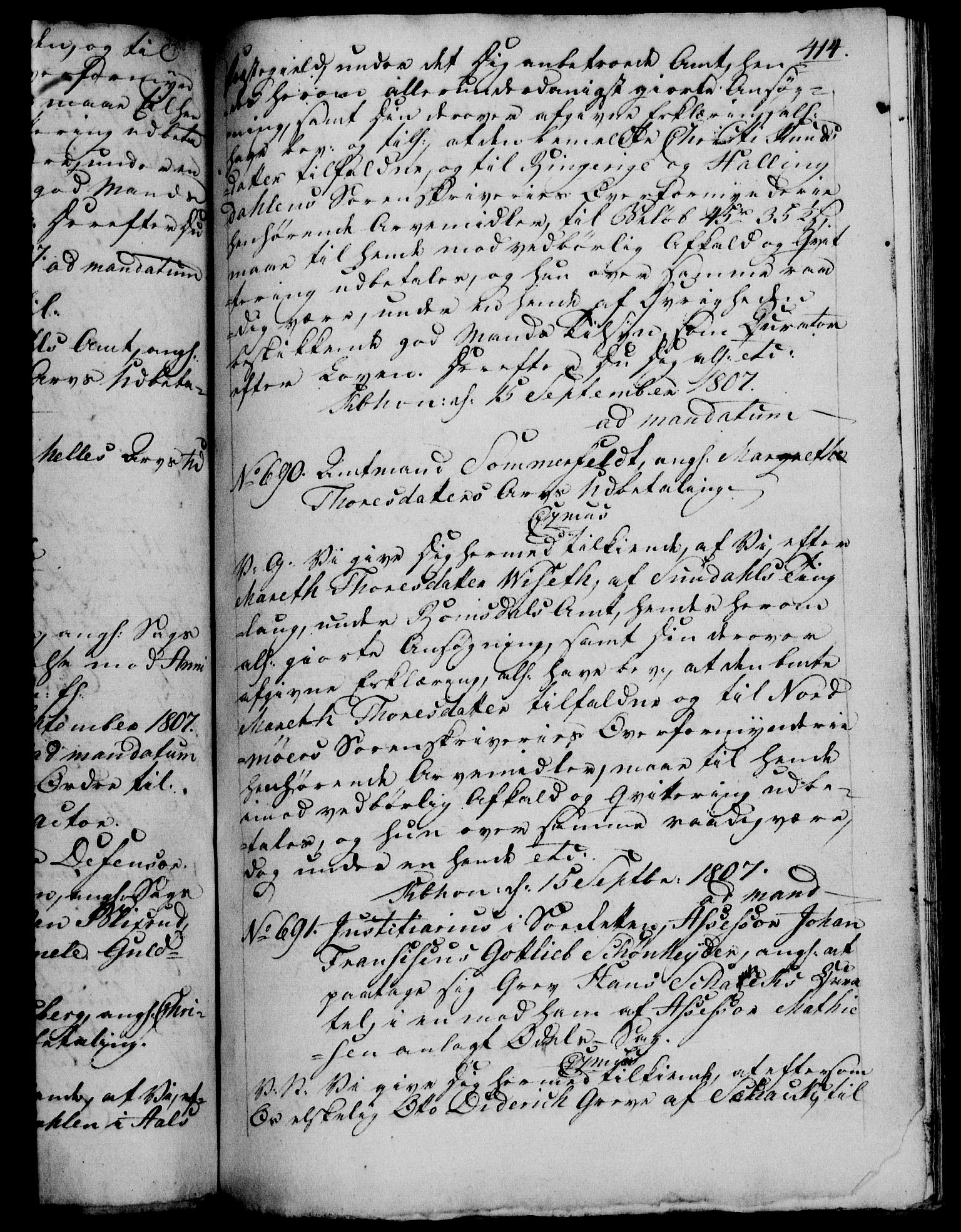 Danske Kanselli 1800-1814, RA/EA-3024/H/Hf/Hfb/Hfba/L0003: Registranter, 1805-1807, s. 414a