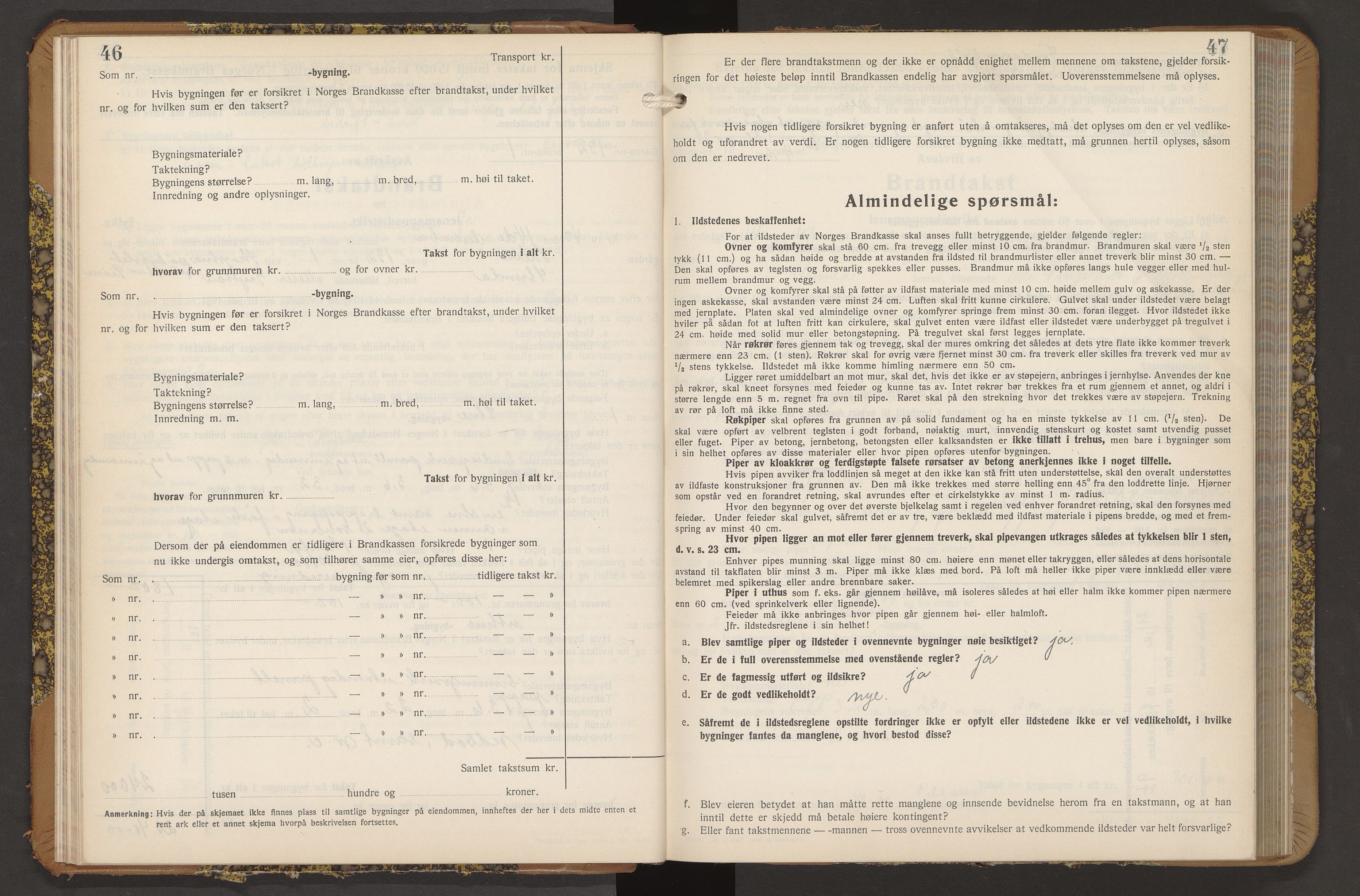 Norges Brannkasse Strinda, AV/SAT-A-5516/Fb/L0009: Branntakstprotokoll, 1940-1946, s. 46-47