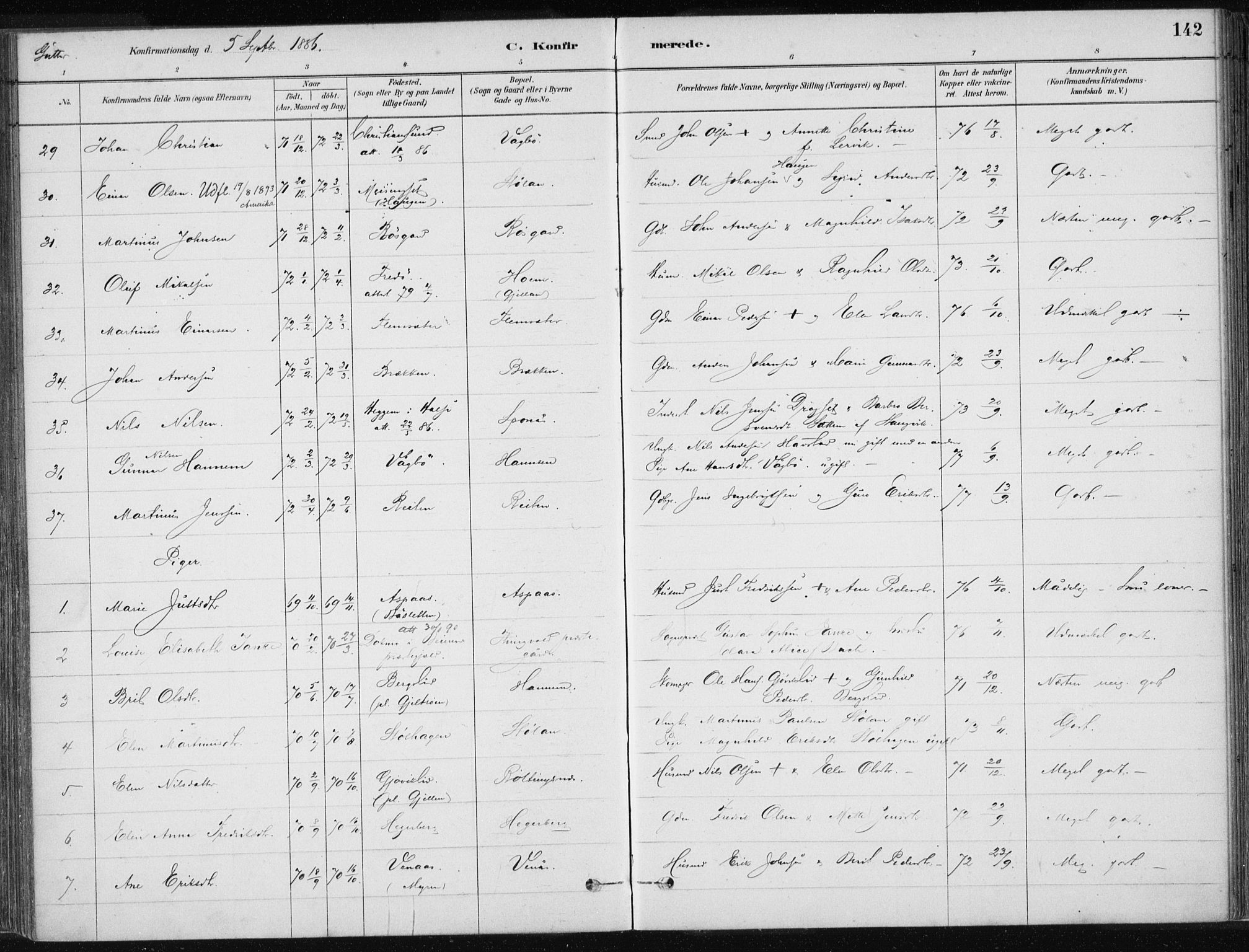 Ministerialprotokoller, klokkerbøker og fødselsregistre - Møre og Romsdal, AV/SAT-A-1454/586/L0987: Ministerialbok nr. 586A13, 1879-1892, s. 142