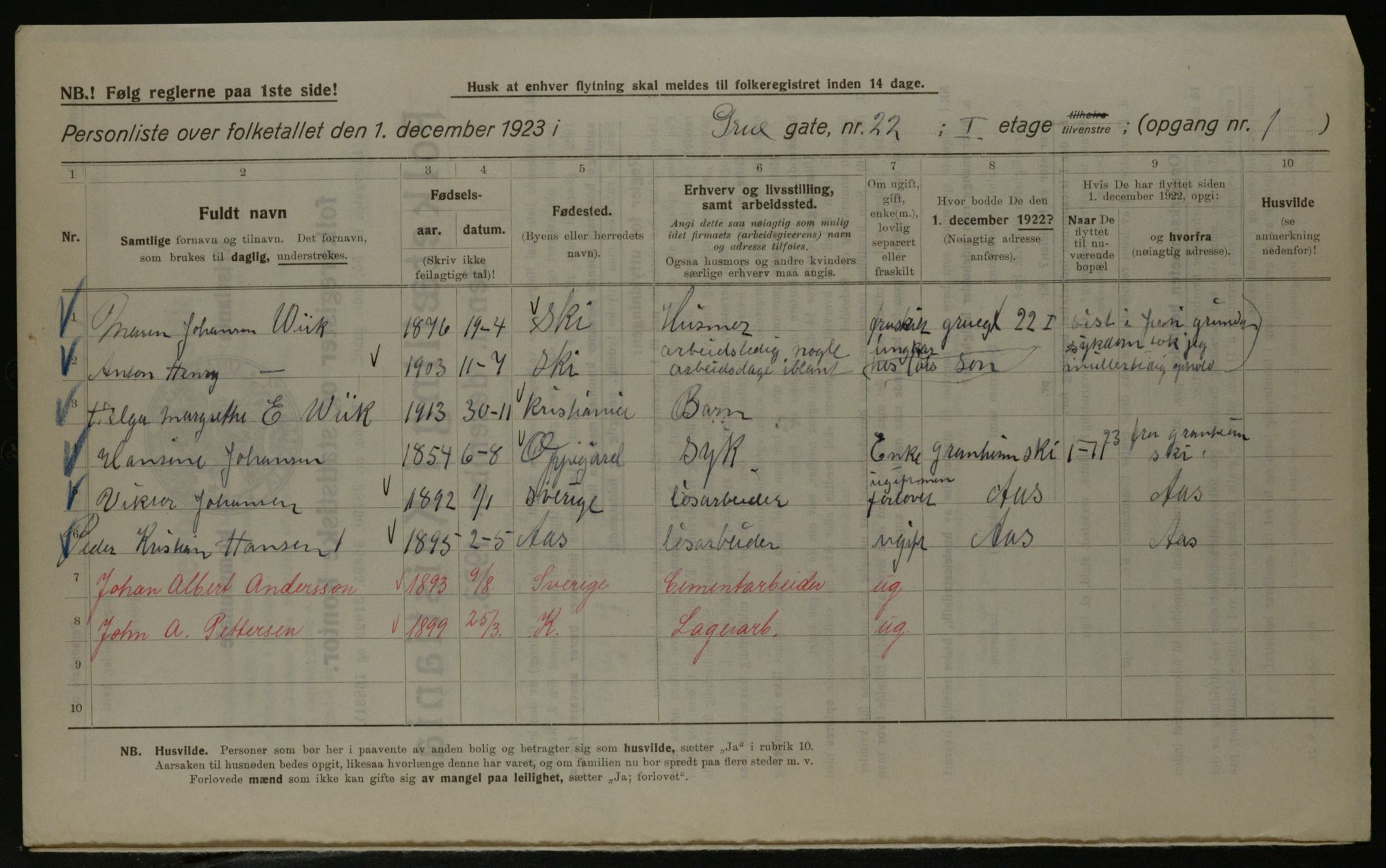 OBA, Kommunal folketelling 1.12.1923 for Kristiania, 1923, s. 34489