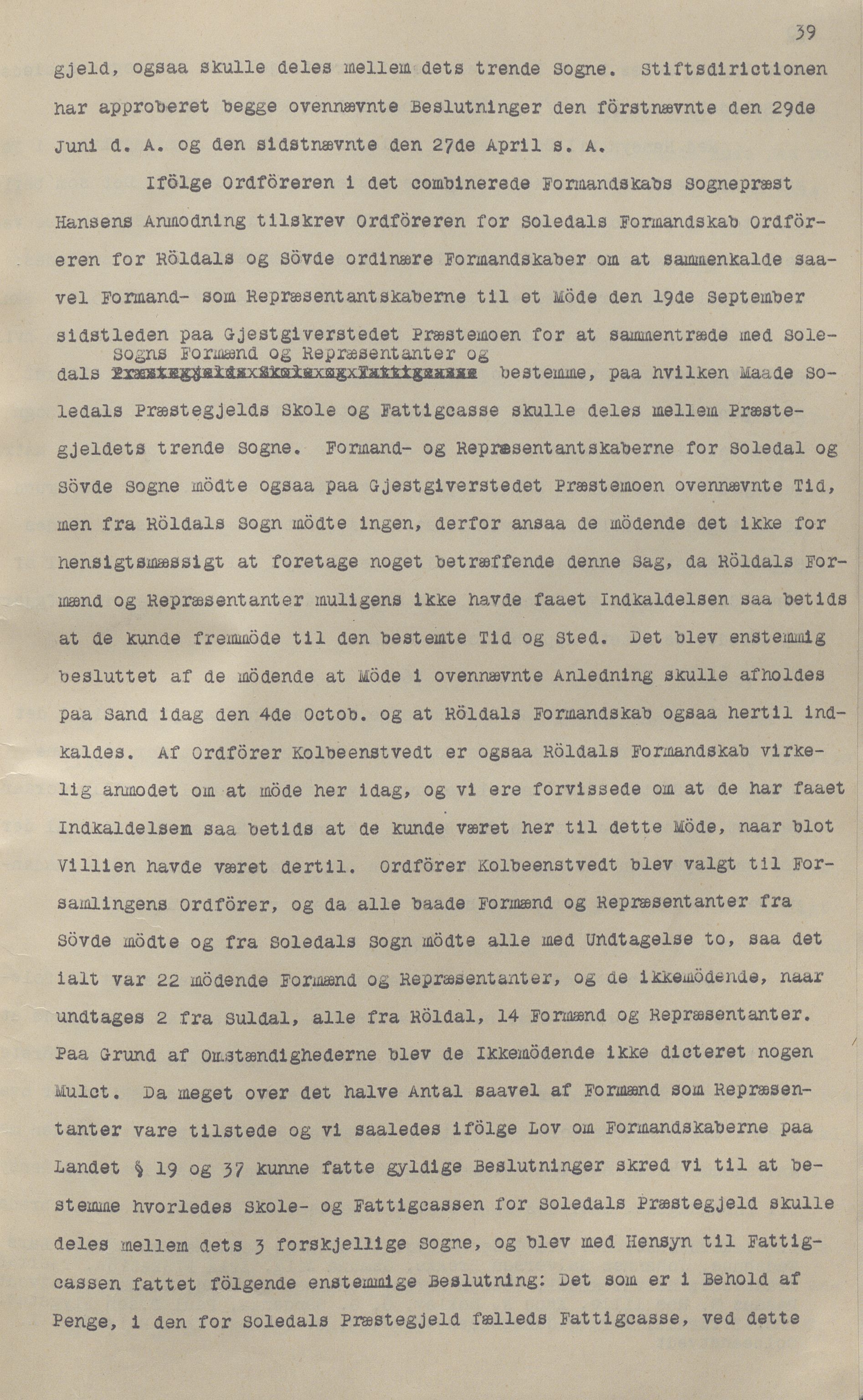 Sauda kommune - Formannskapet/sentraladministrasjonen, IKAR/K-100597/A/Aa/L0001: Møtebok, 1838-1888, s. 39